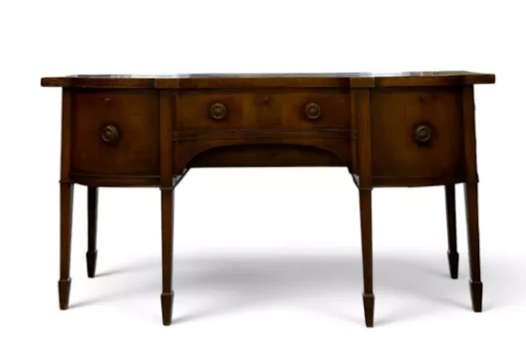 A Georgian mahogany sideboard with line inlaid Greek key decoration