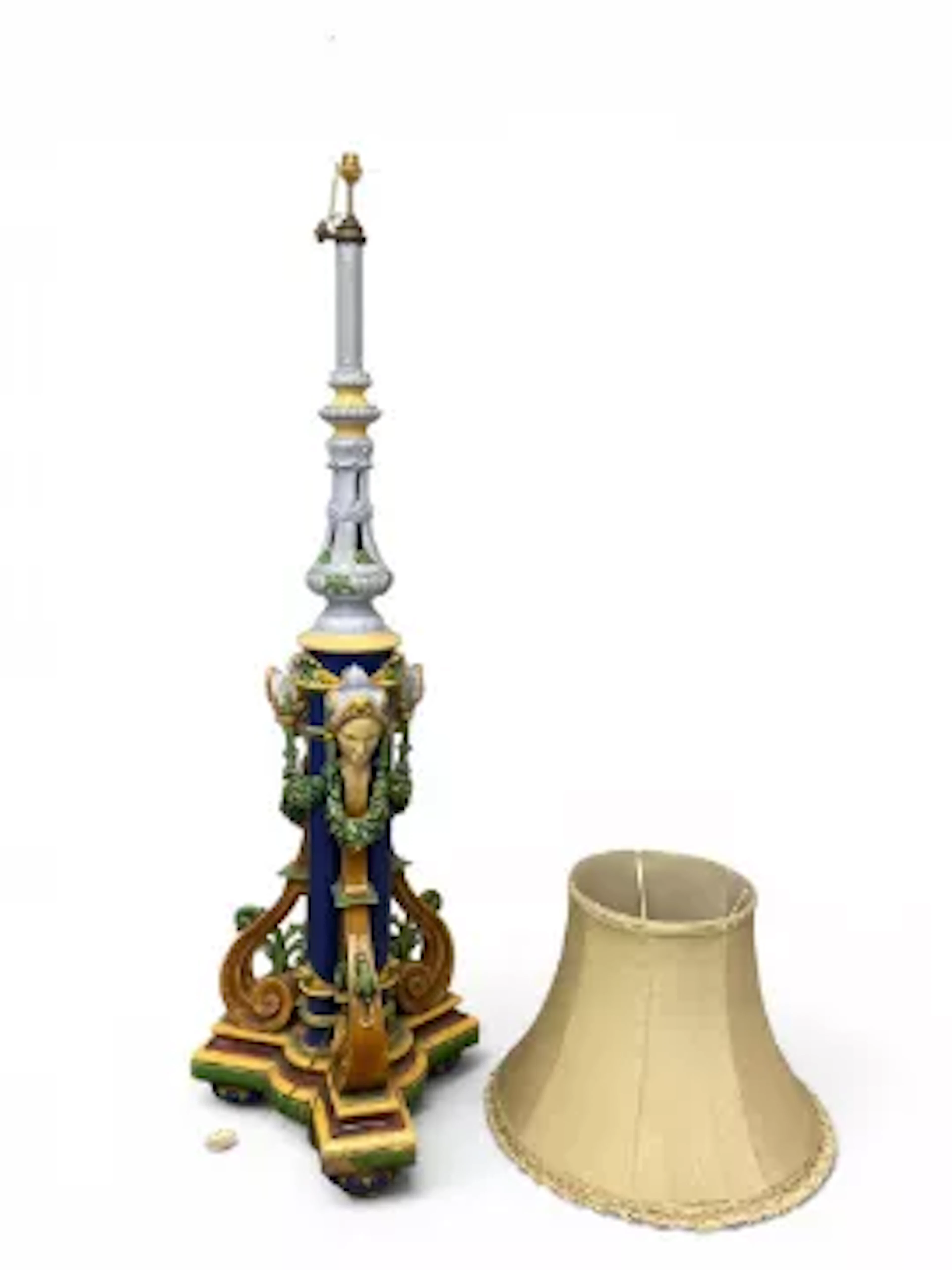 A vintage cast and cold painted full height metal standard floor standing