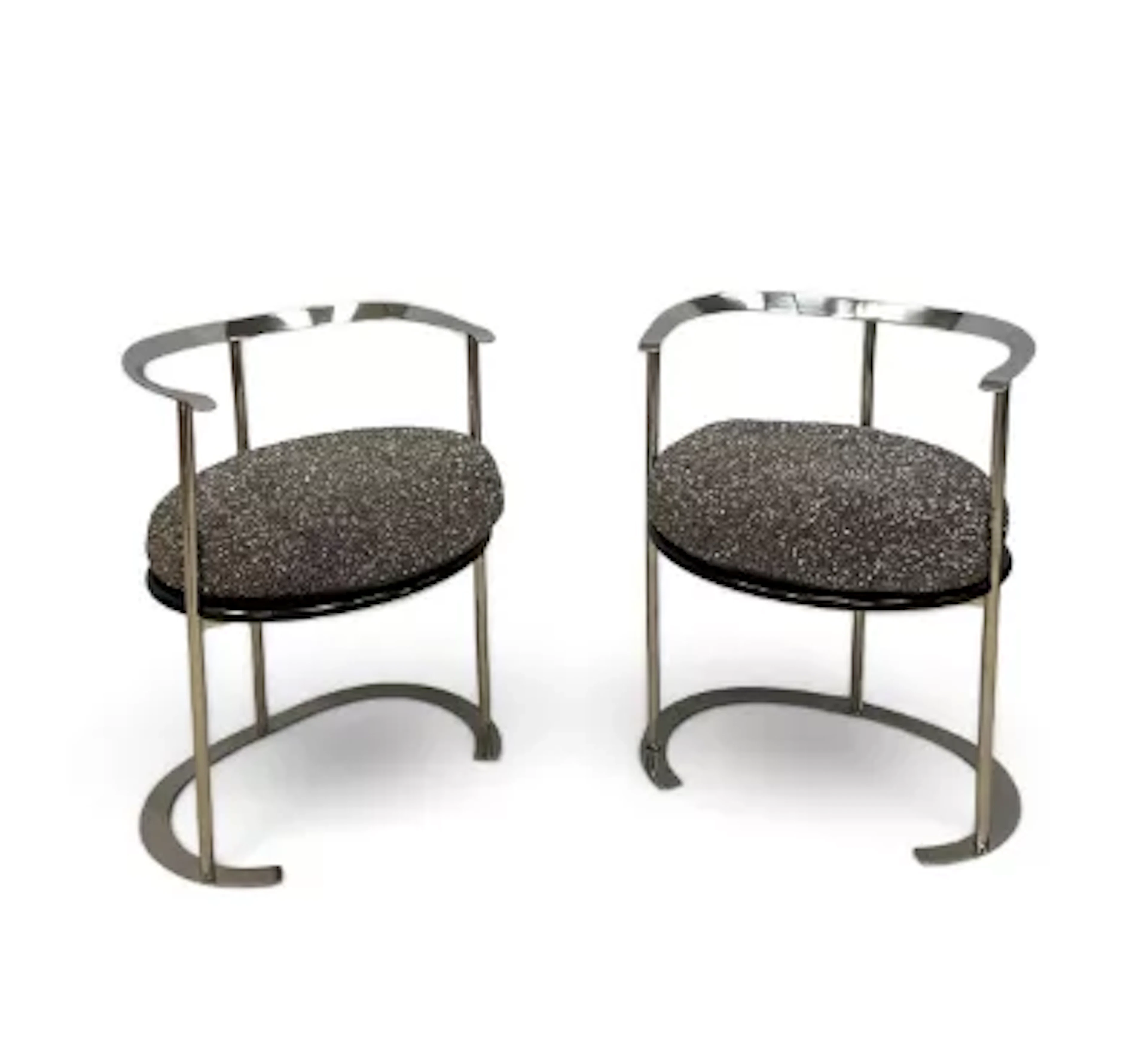 A pair of Catilina chairs by Luigi Caccia Dominioni, custom hand embroidered