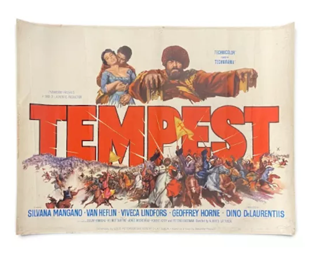 A vintage film poster for 'Tempest'. Unframed. H.75.5 x 101cm