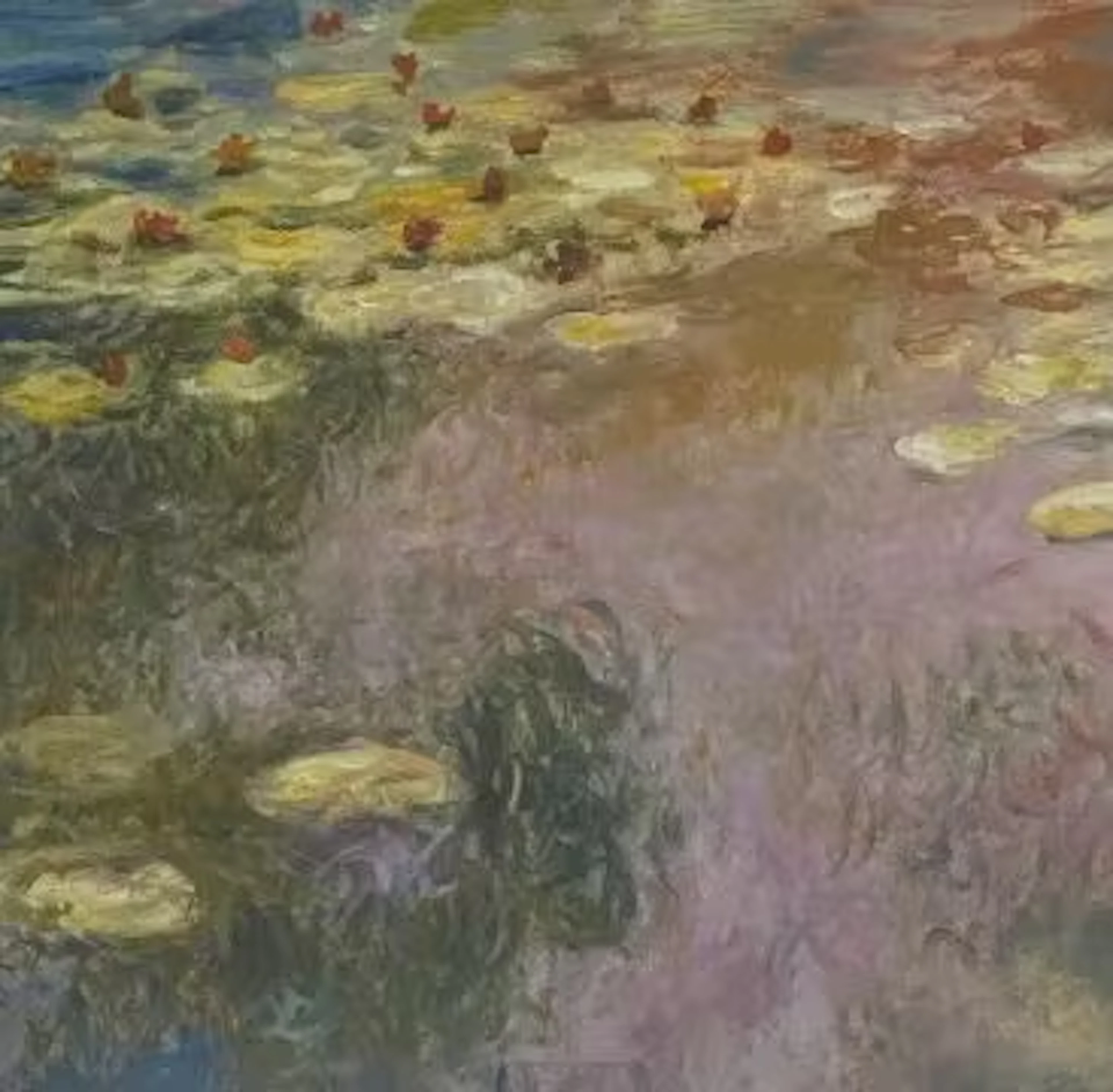 A contemporary limited edition lithograph, Impressionist water lillies