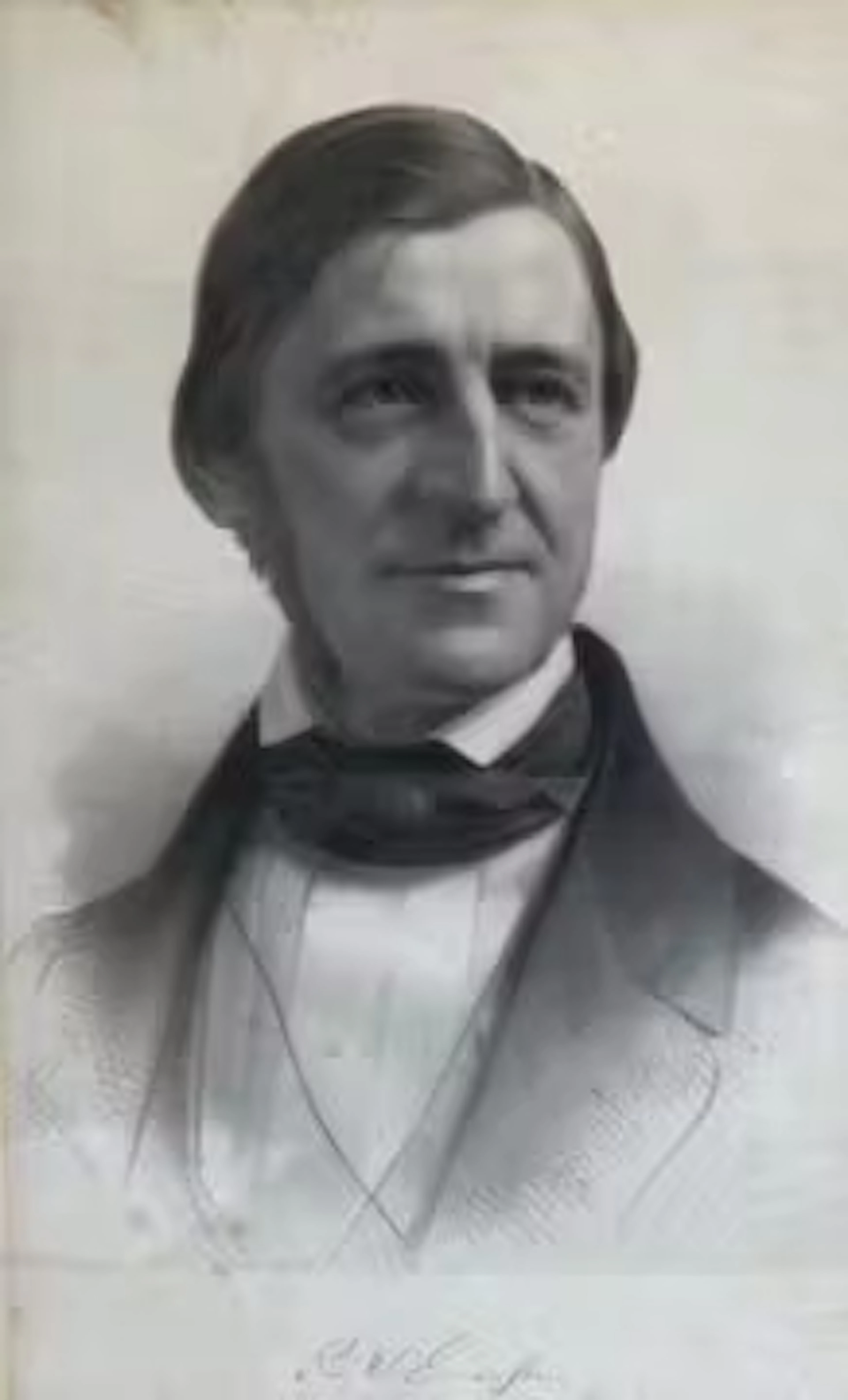 A large 19th century lithograph, portrait of Ralph Waldo Emerson by