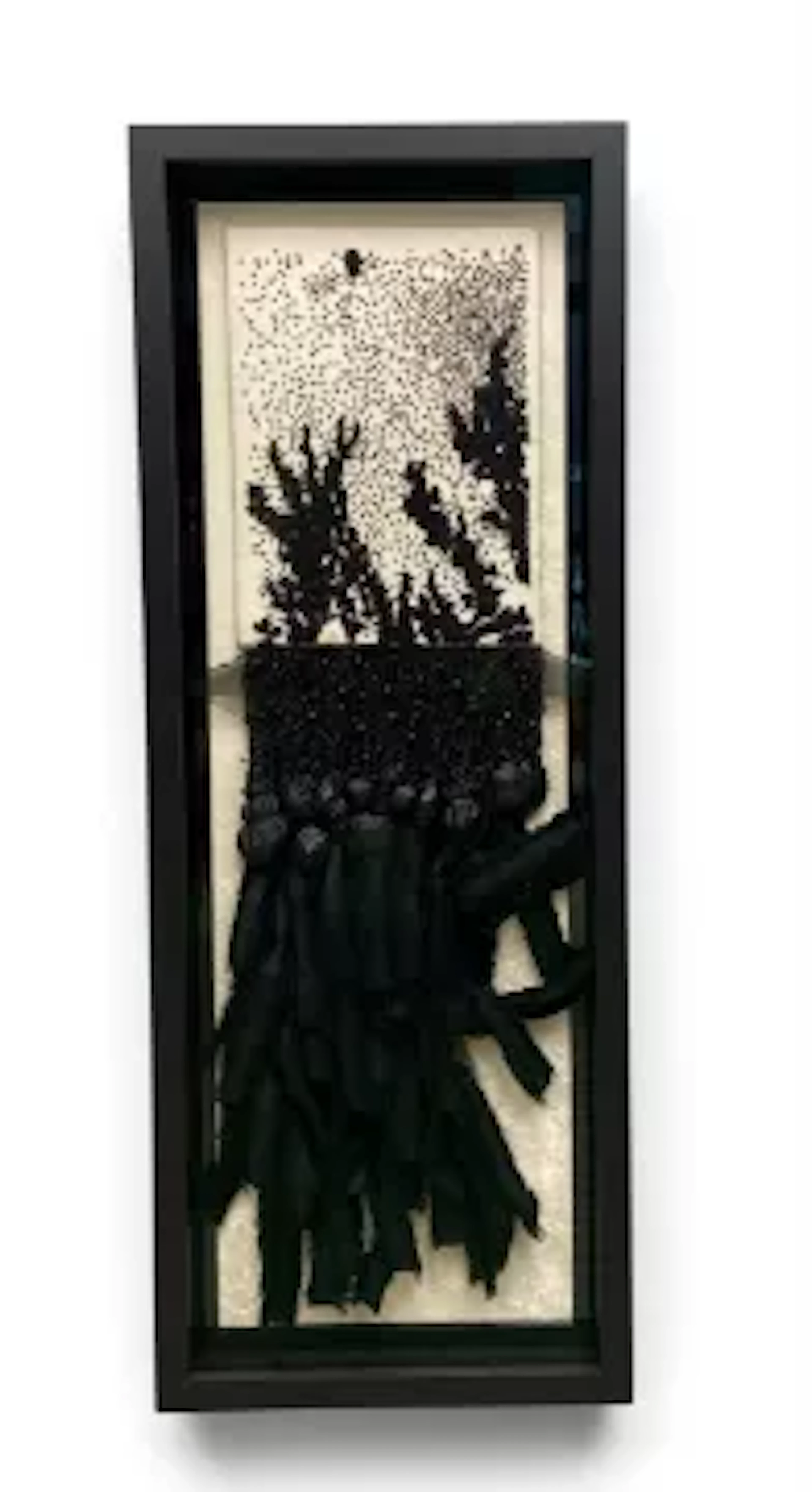 A hand embroidered and threaded tapestry panel, abstract composition