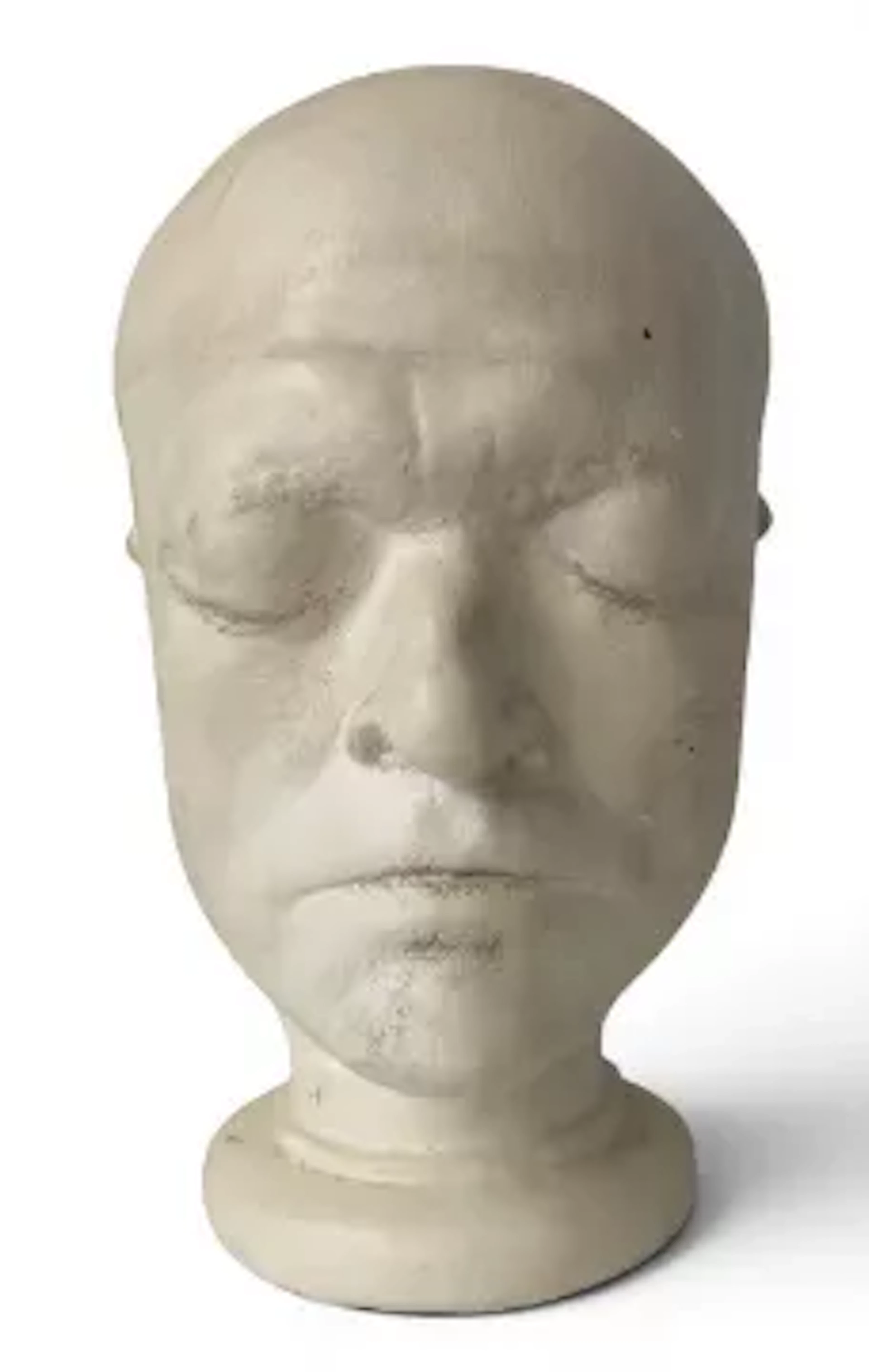 A plaster cast death mask of William Blake with impressed 'Pubd Aug
