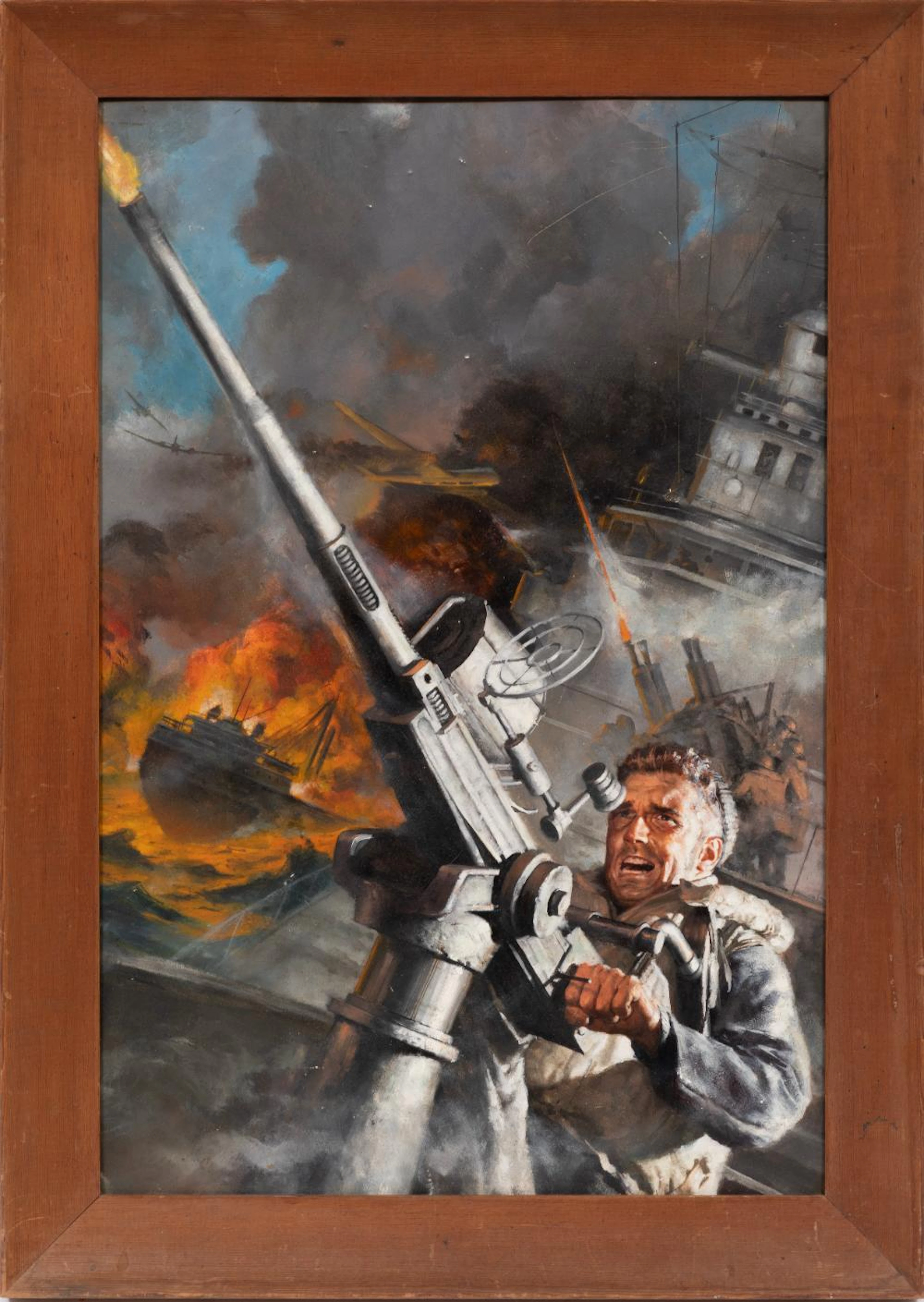 American School, 20th c., World War II Merchant Marine Operating 20mm