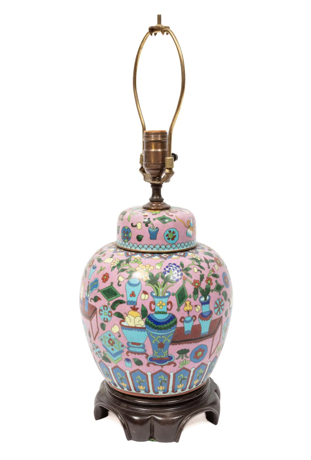 Chinese Cloisonne Enamel Covered Jar Lamp
