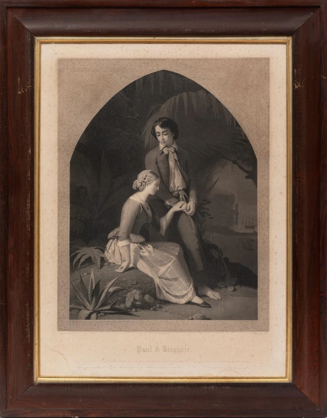 After Henri-Frederic Schopin, Paul et Virginie, 1843, mezzotint with aquatint