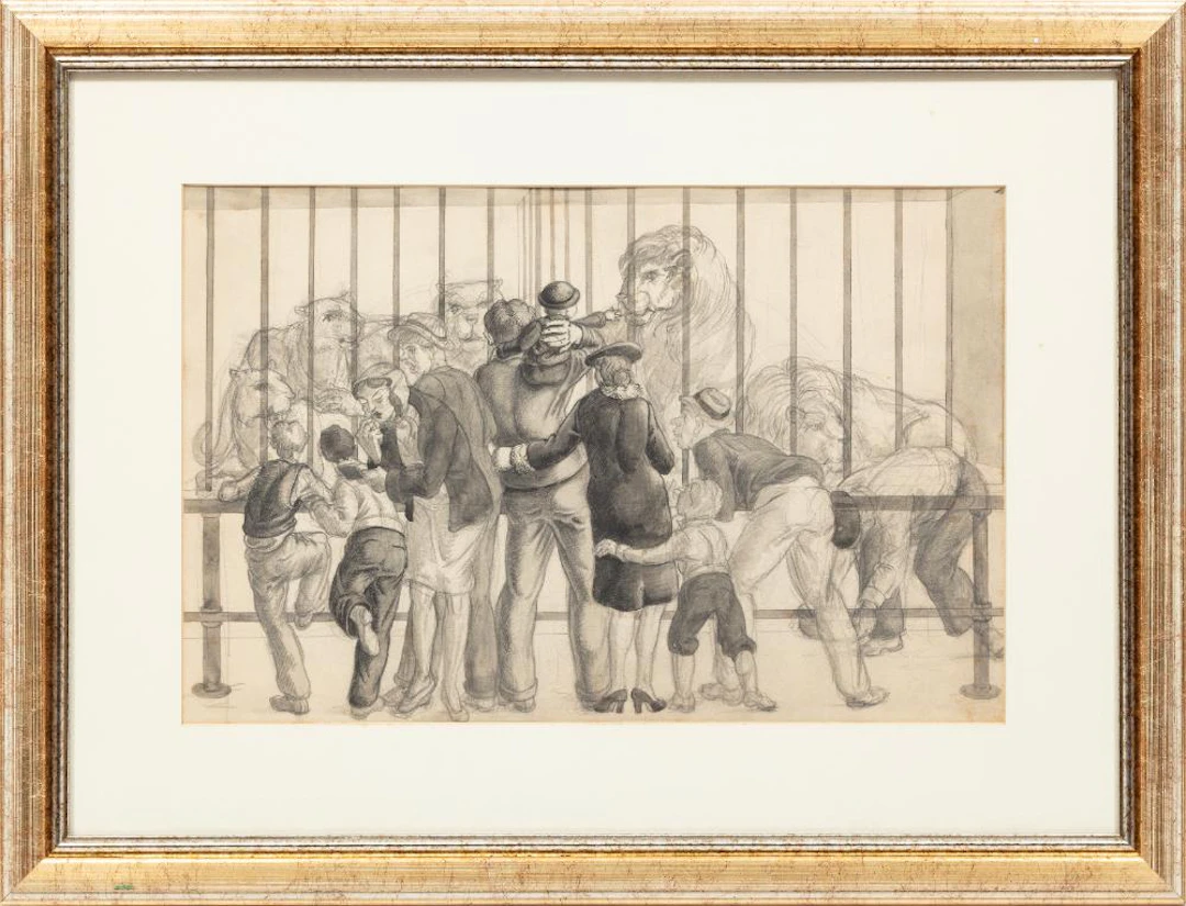 Harvey Sherman Harris, Afternoon at the Zoo, c. 1943, watercolor and