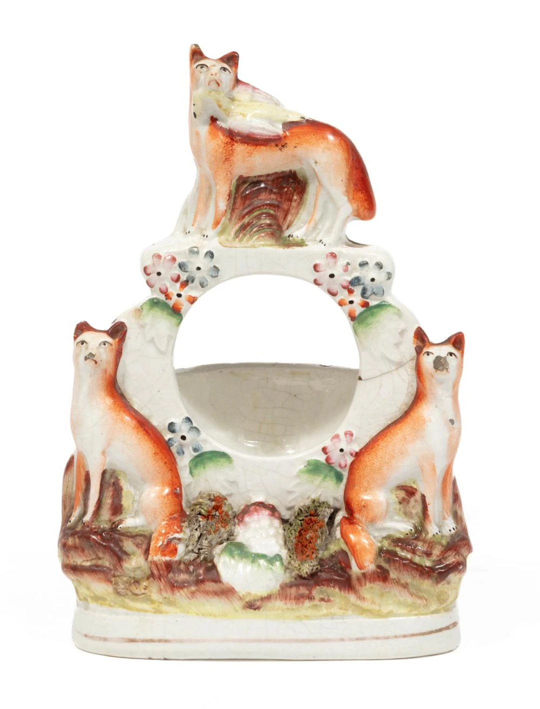 Staffordshire Porcelain Polychrome-Decorated Watch Holder