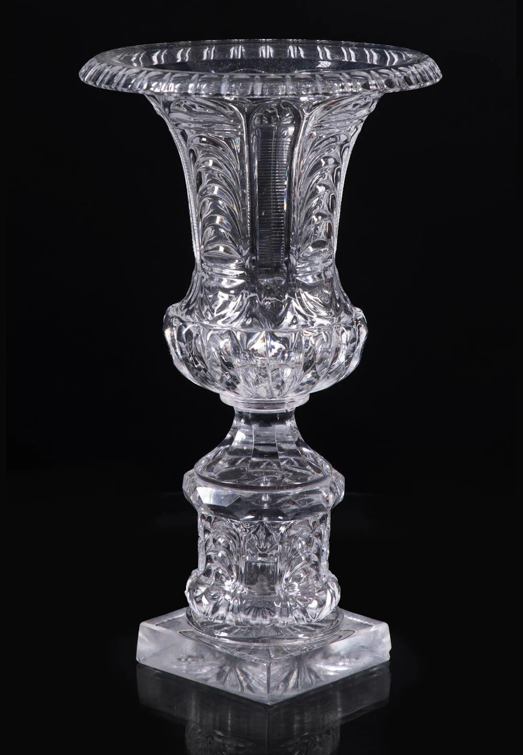 American Mold Blown Clear Glass Urn