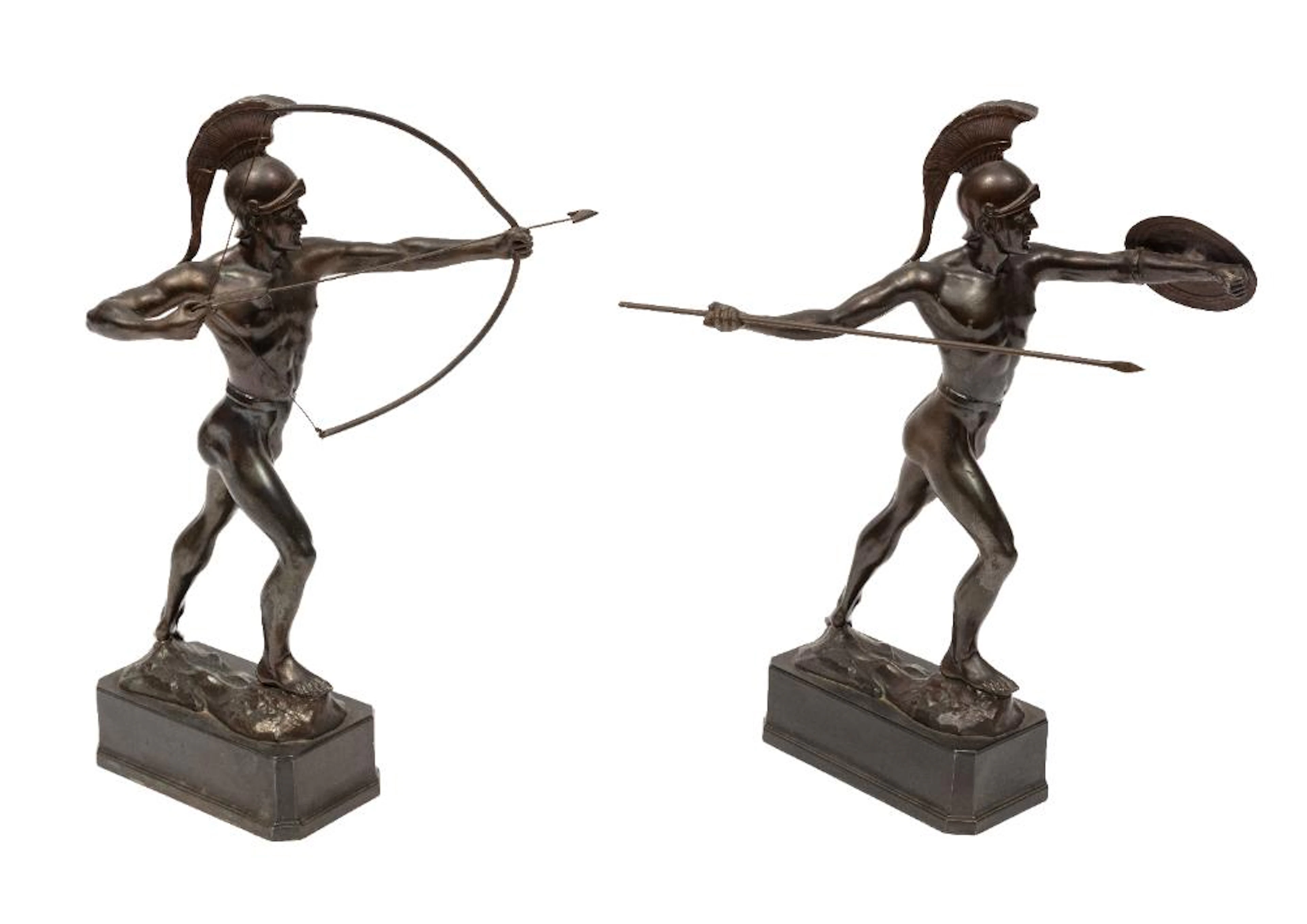 Pair of Patinated Metal Figures of Warriors