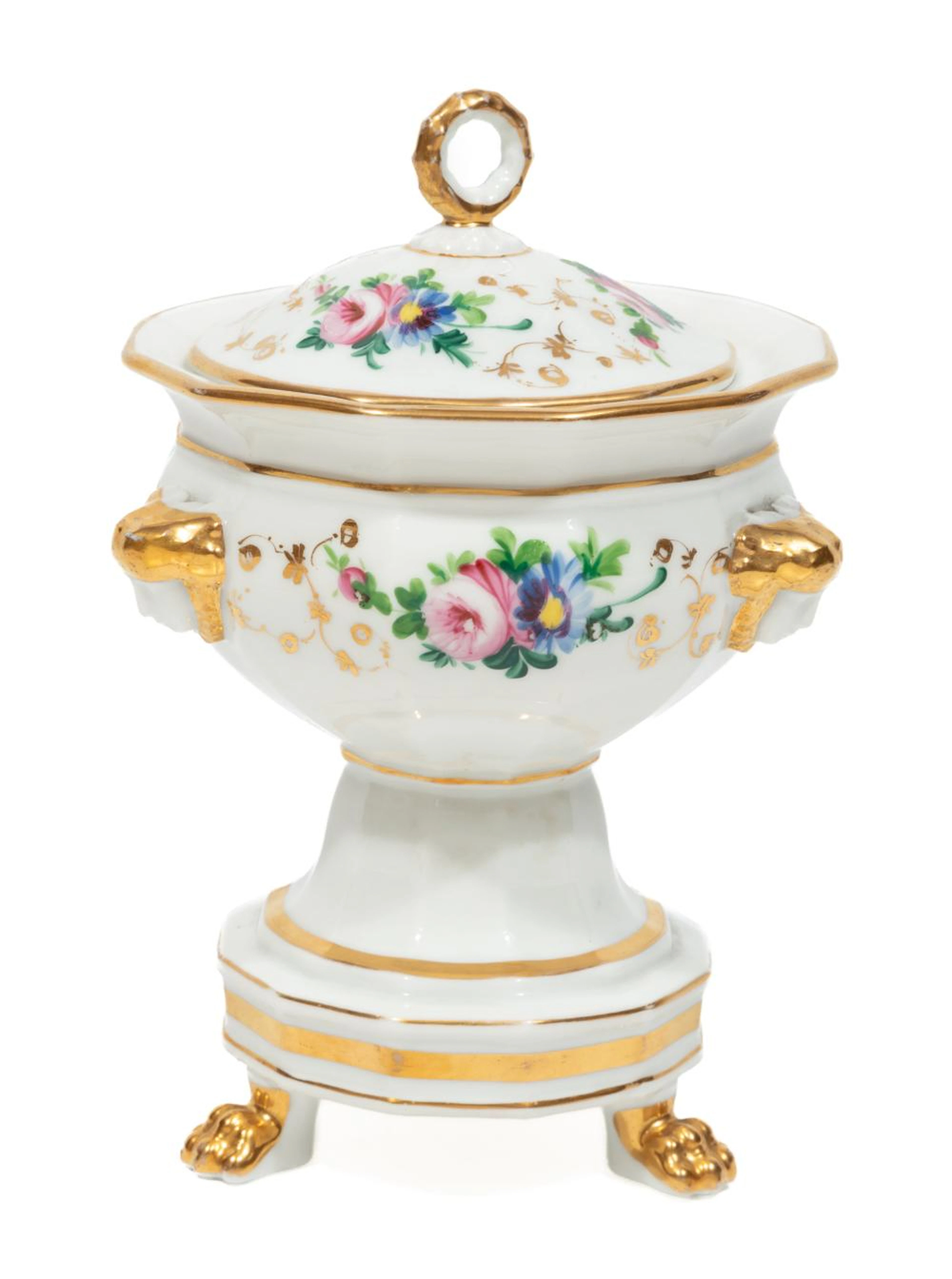 Vieux Paris Porcelain Polychrome and Gilt-Decorated Lidded Sauce Tureen