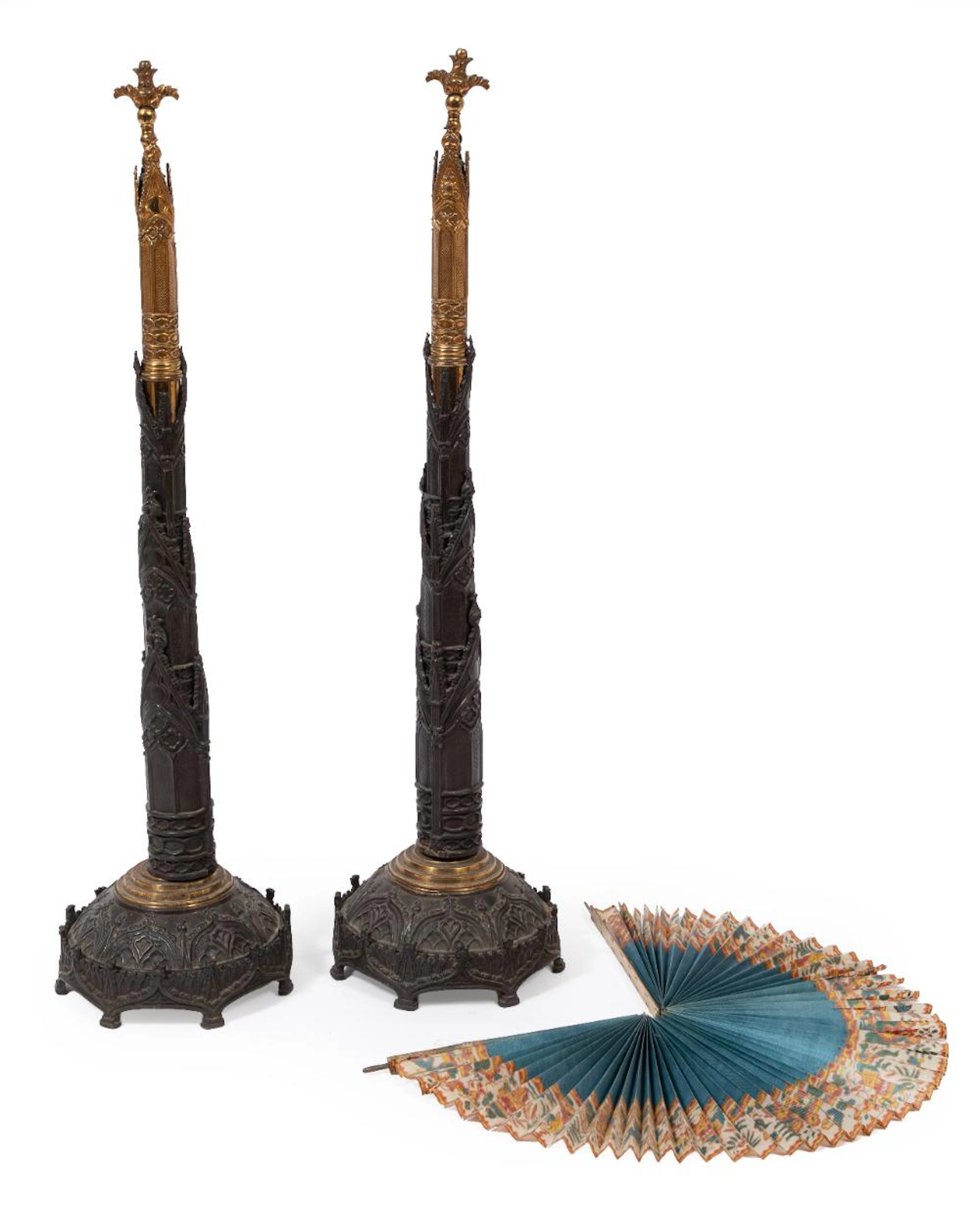Pair of Antique English Bronze Table Screens