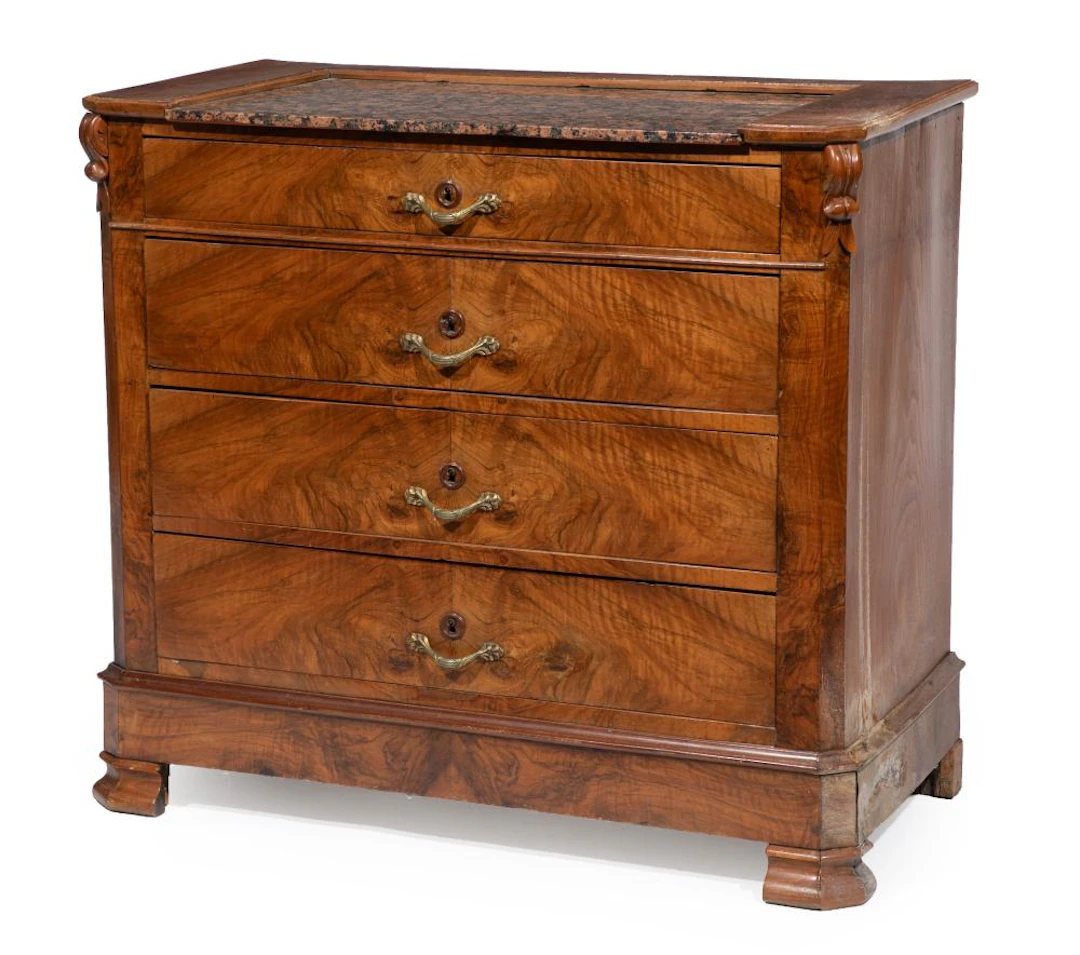Antique French Figured Walnut Commode