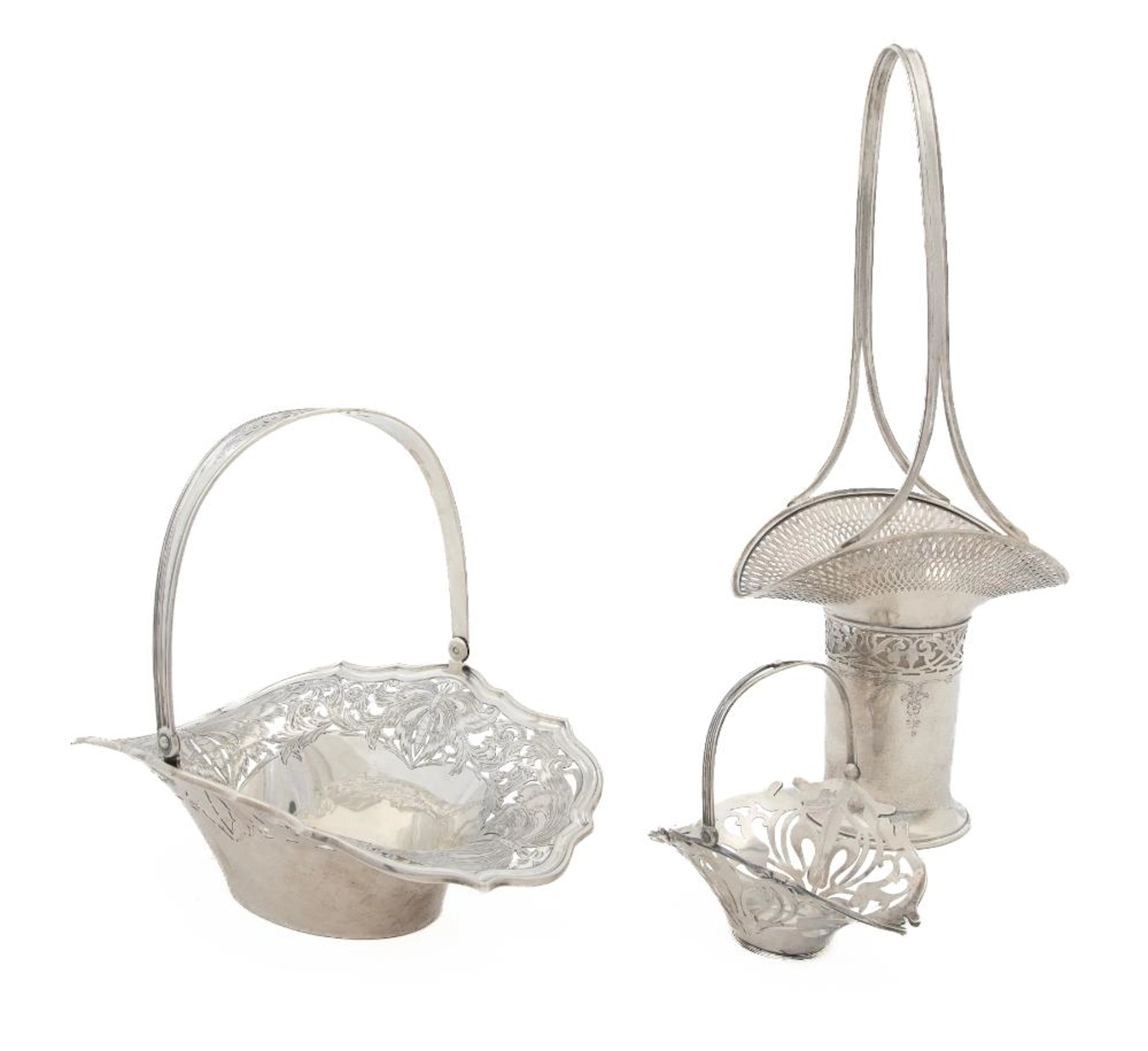 Group of Three American Sterling Silver Baskets