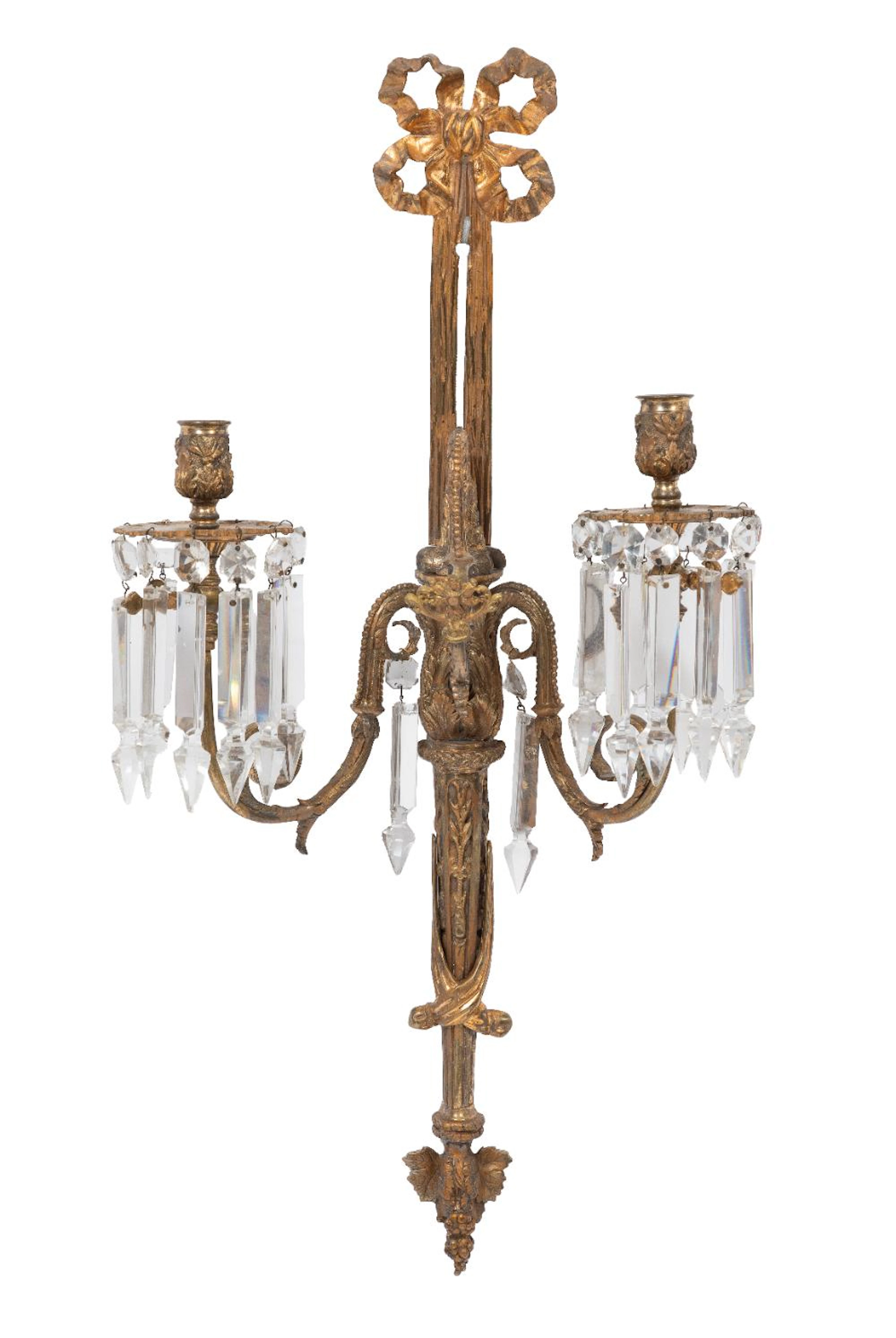 Louis XVI-Style Brass Two-Light Sconce