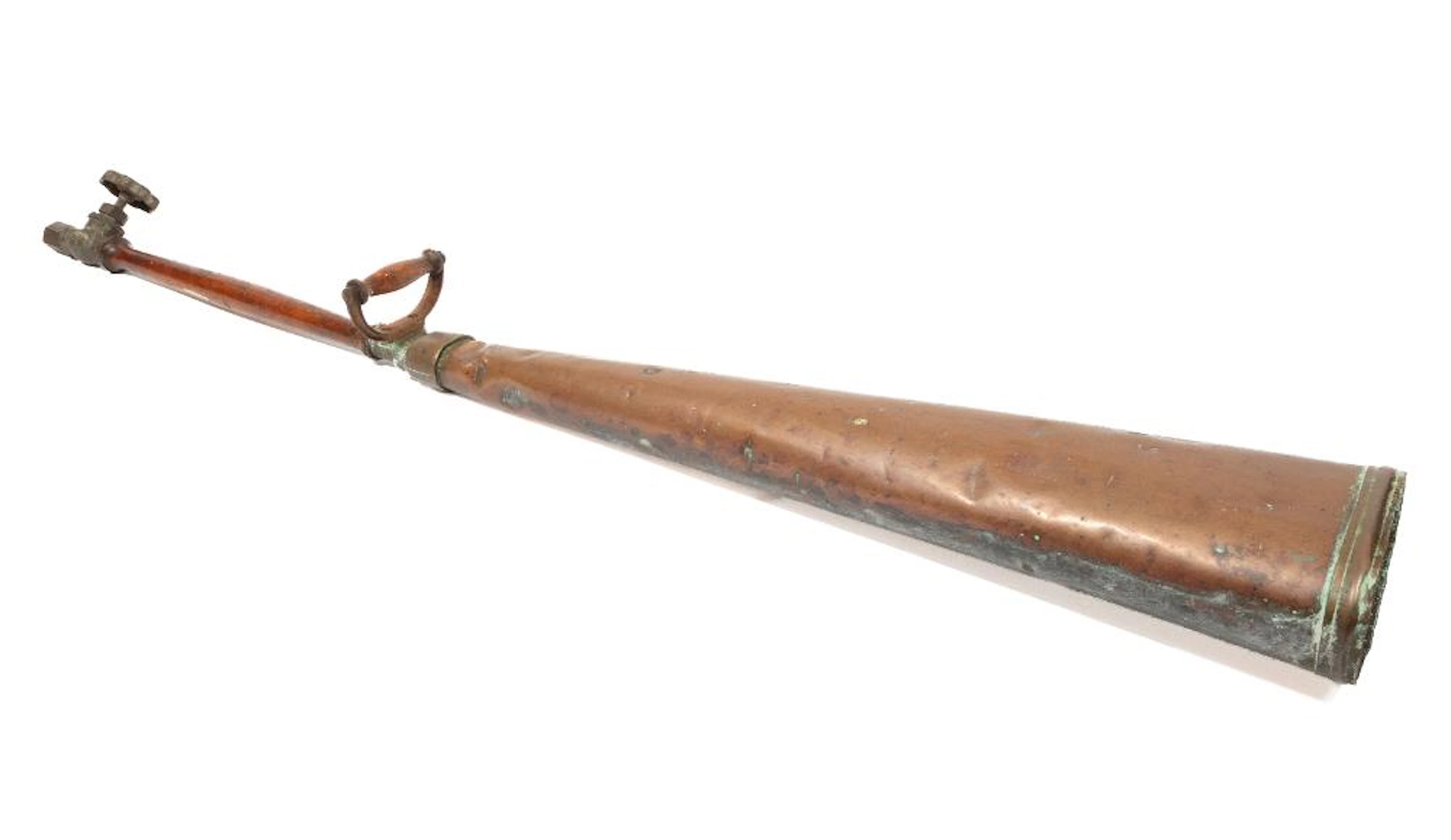 Antique Oak, Copper and Brass Fire Hose Nozzle