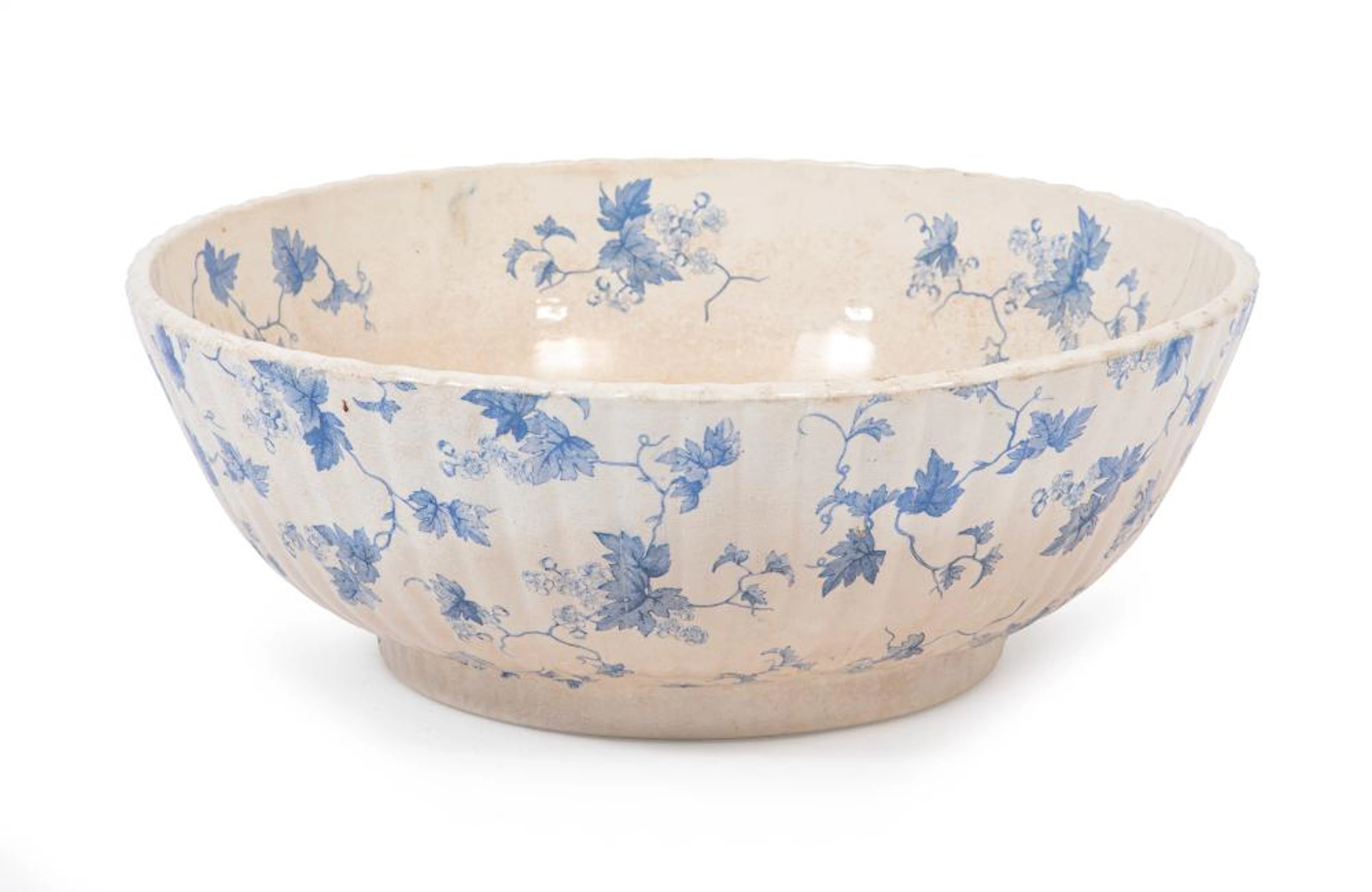English Blue and White Transfer-Decorated Ironstone Wash Bowl