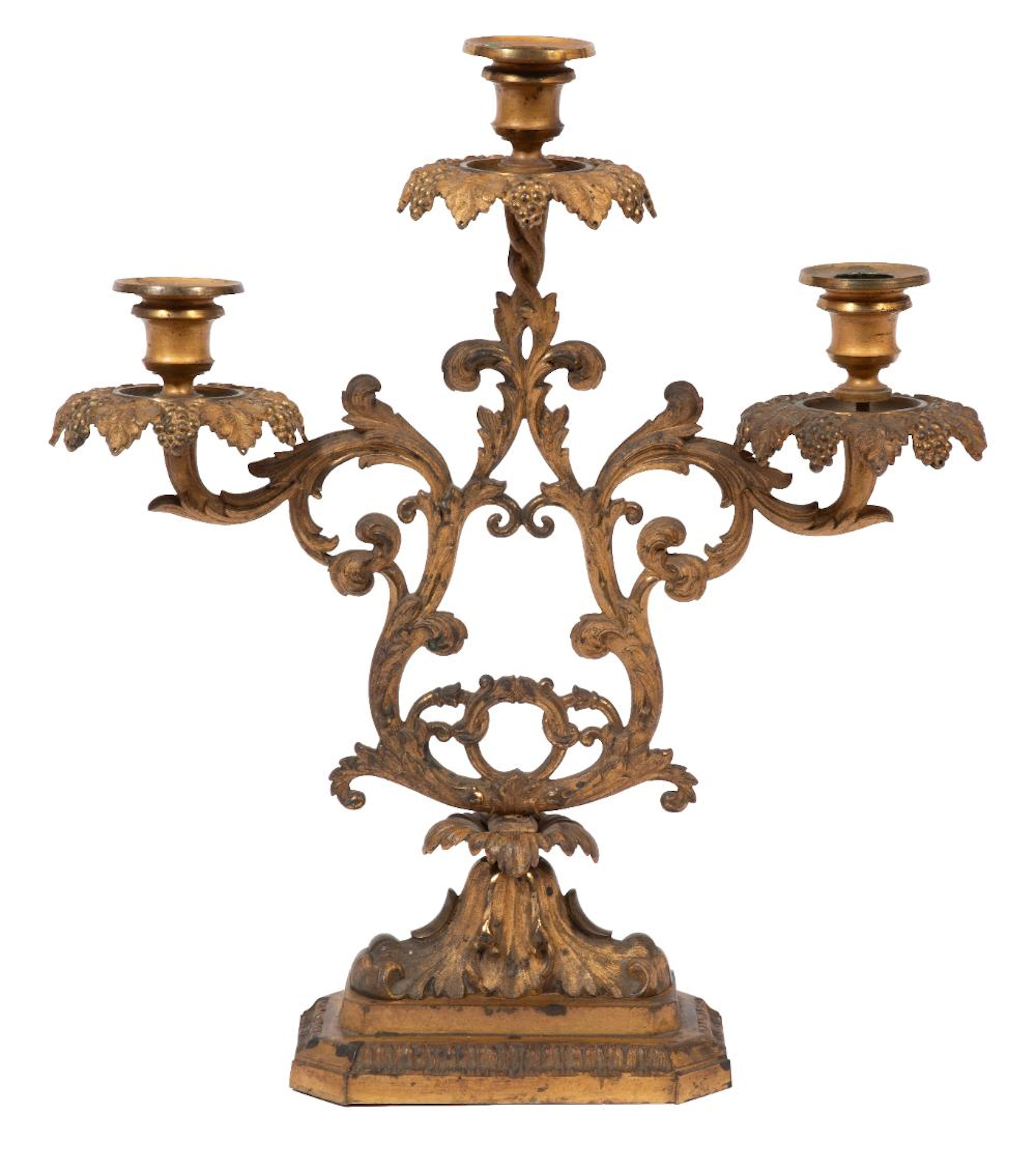 Antique English Bronze Three-Light Candelabra
