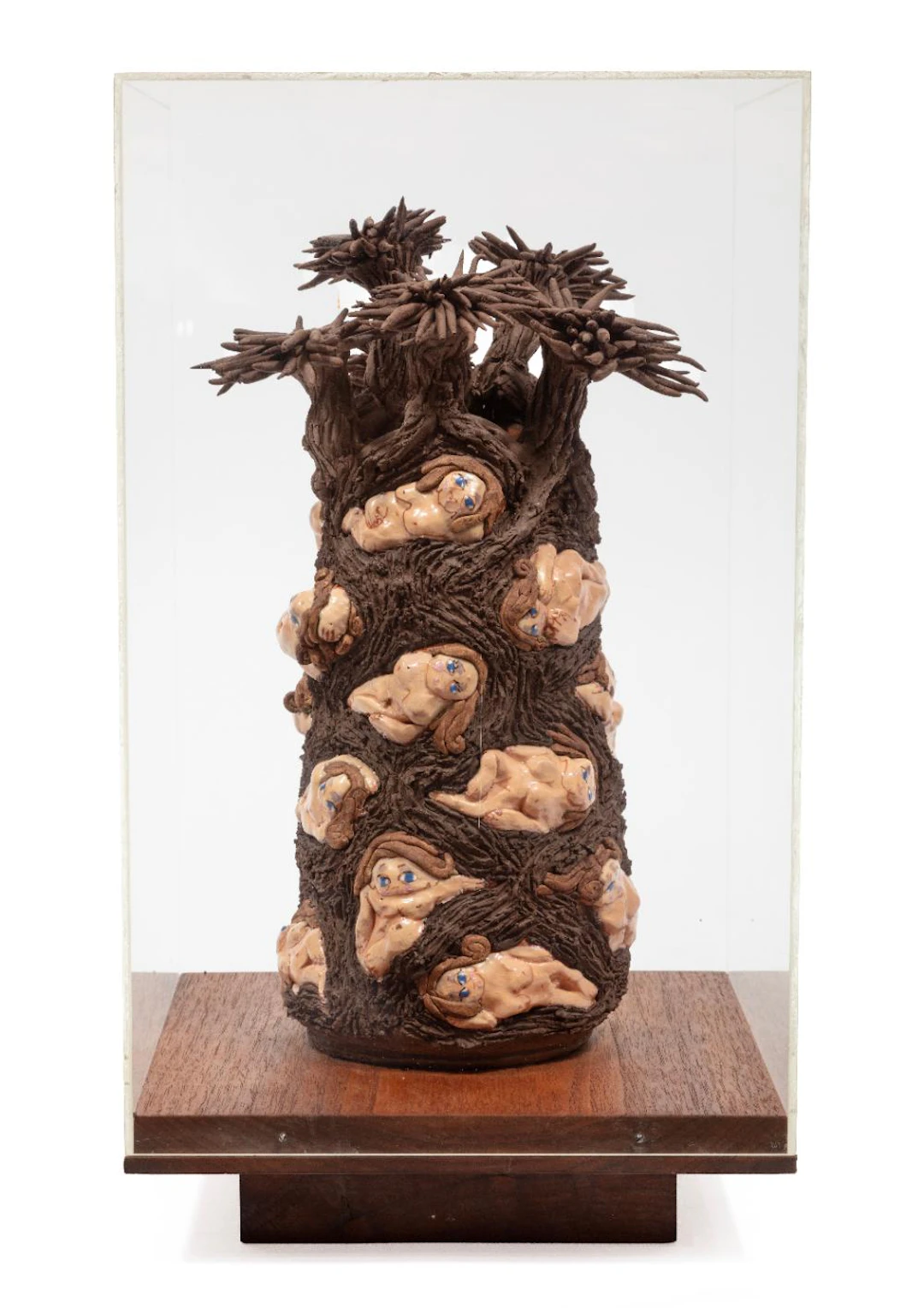 American School, 20th c., Figural Tree, clay sculpture