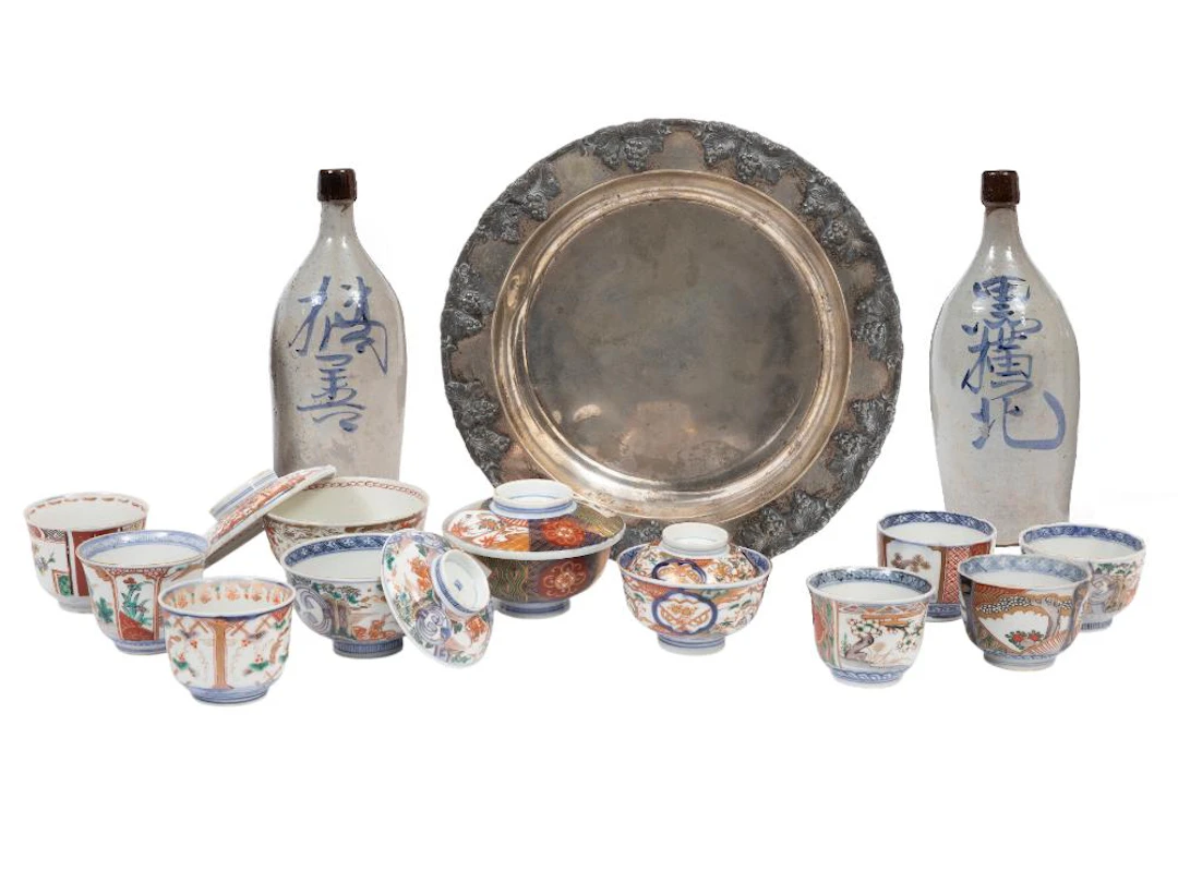 Large Group of Japanese Porcelain, Stoneware, and Metal Items (14 pcs.)