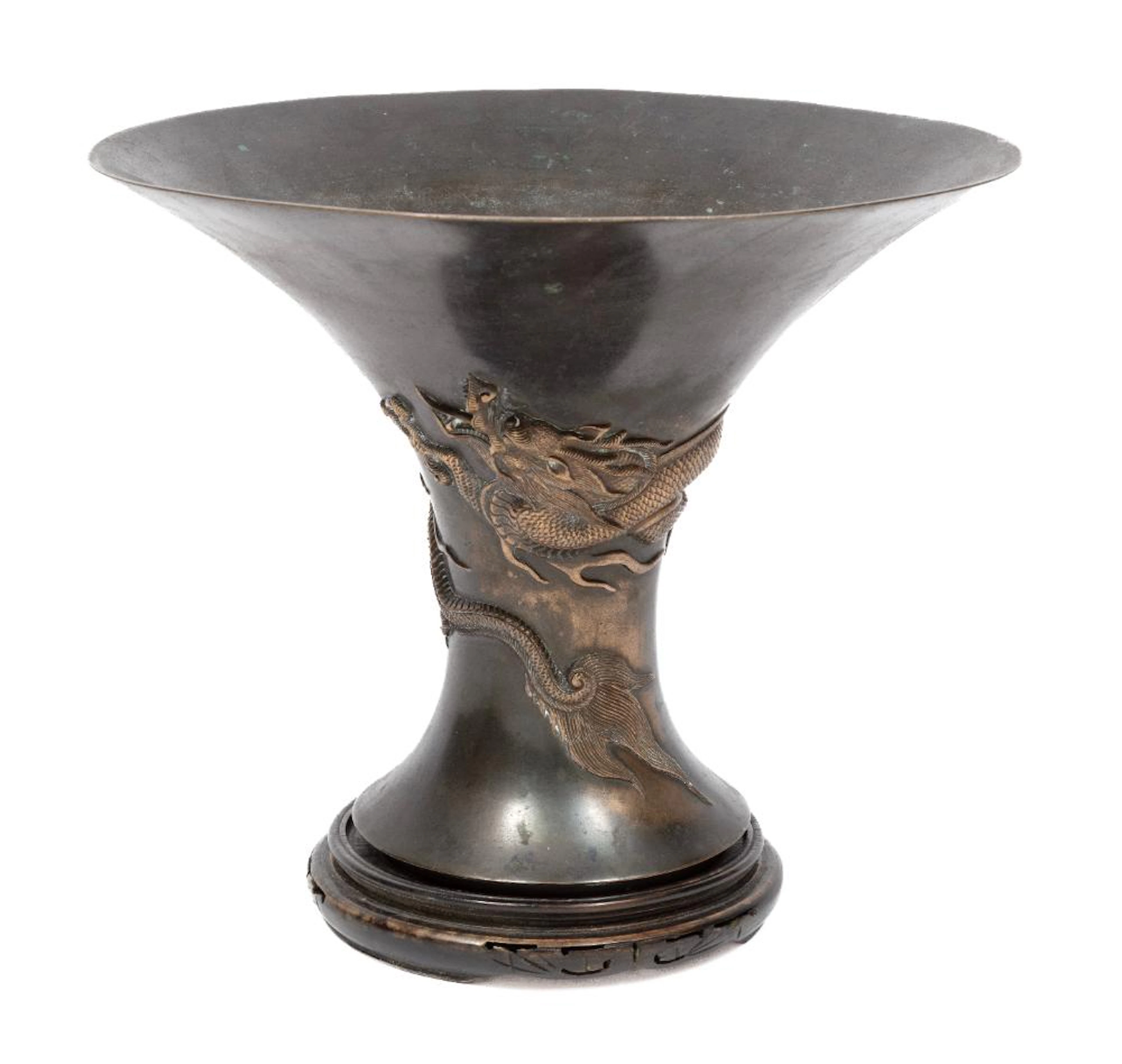 Japanese Bronze Bronze Usubata Trumpet Vase