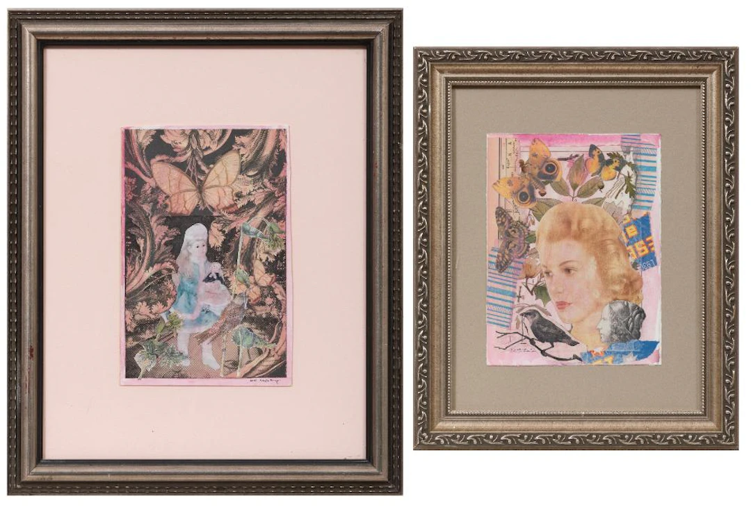 Two Douglas Bourgeois Mixed Media Collages on Paper, Blonde Woman
