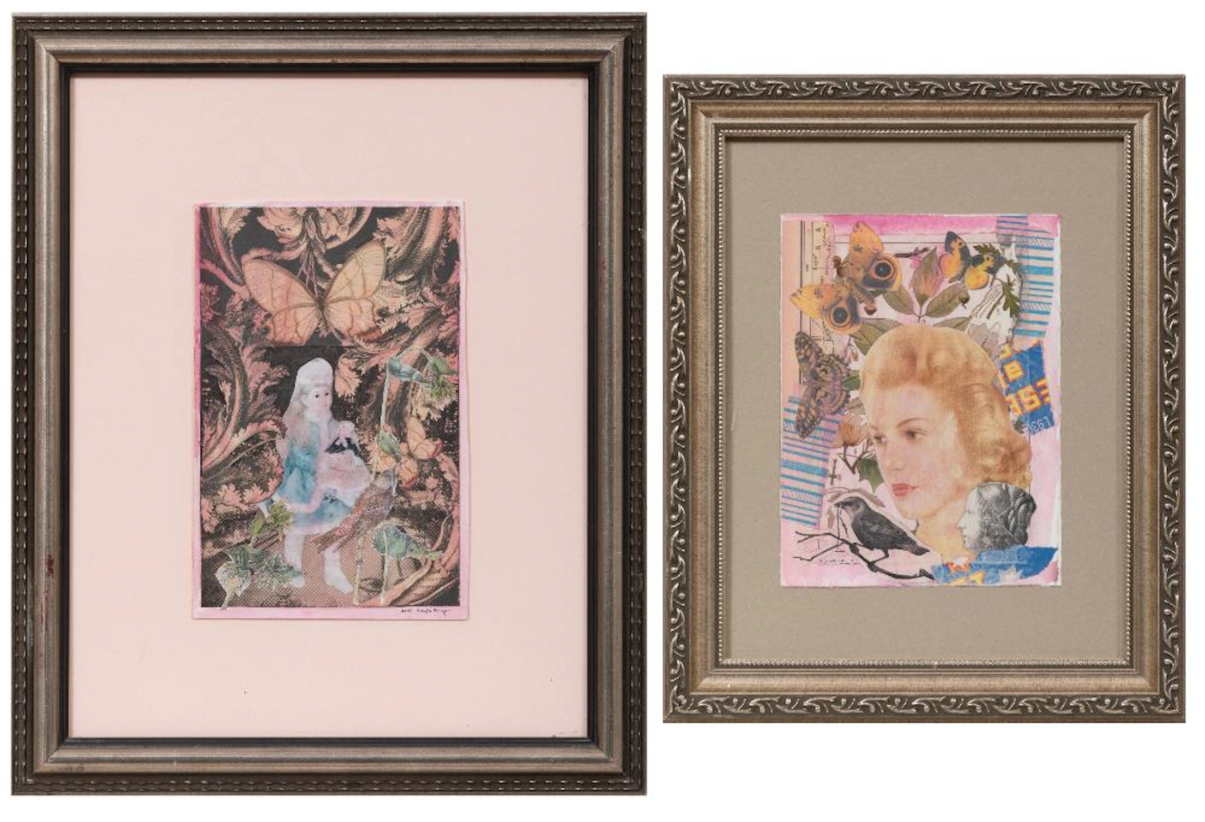 Two Douglas Bourgeois Mixed Media Collages on Paper, Blonde Woman