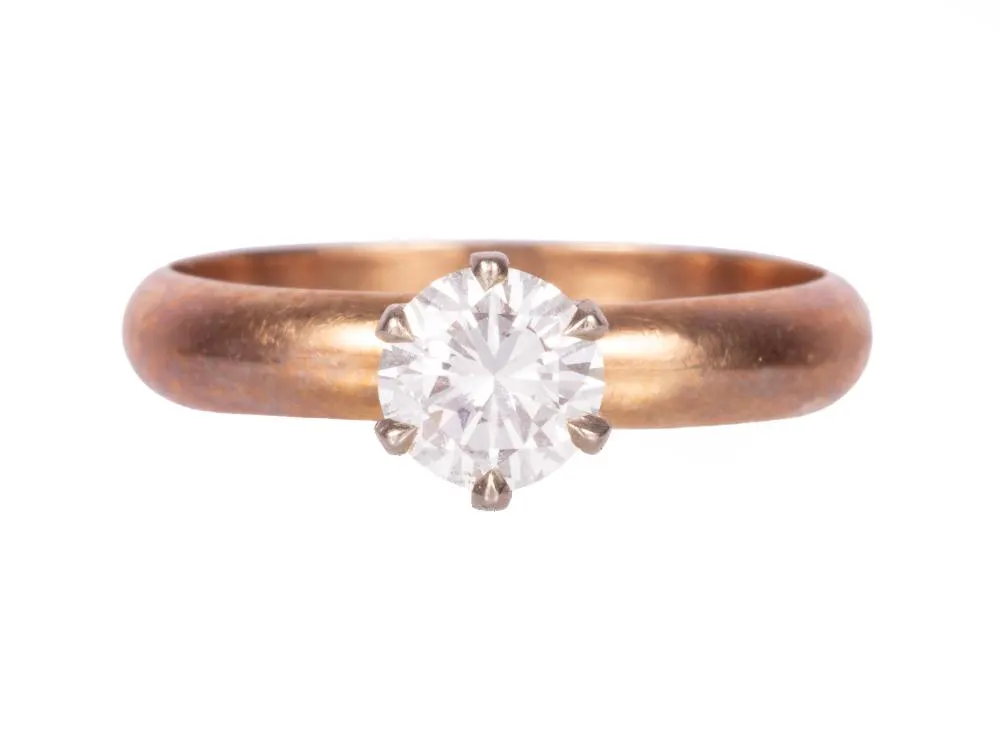 14 kt. Yellow Gold and Diamond Solitaire Ring