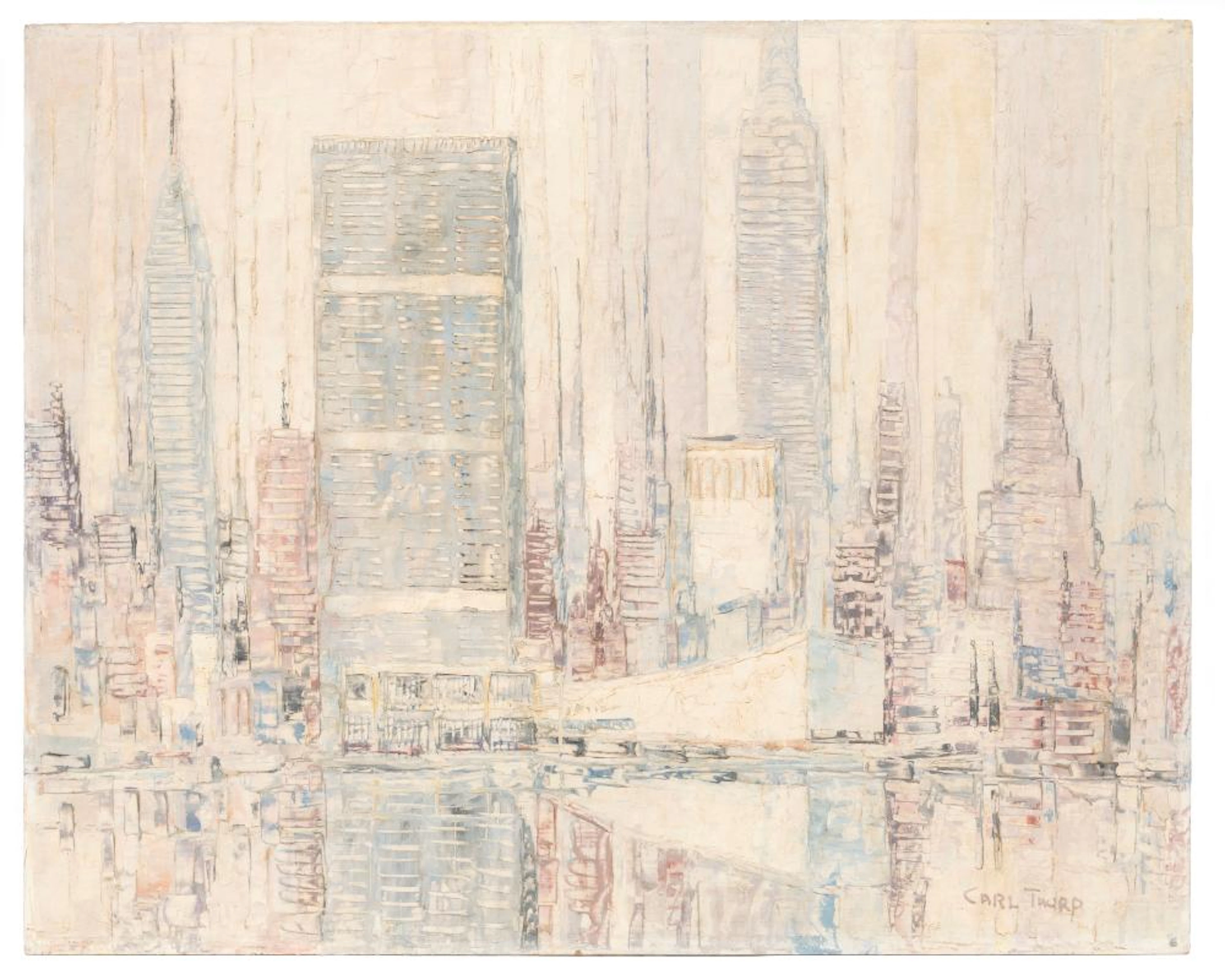 Carl M. Thorp, From the East River, New York, 1962, oil on masonite