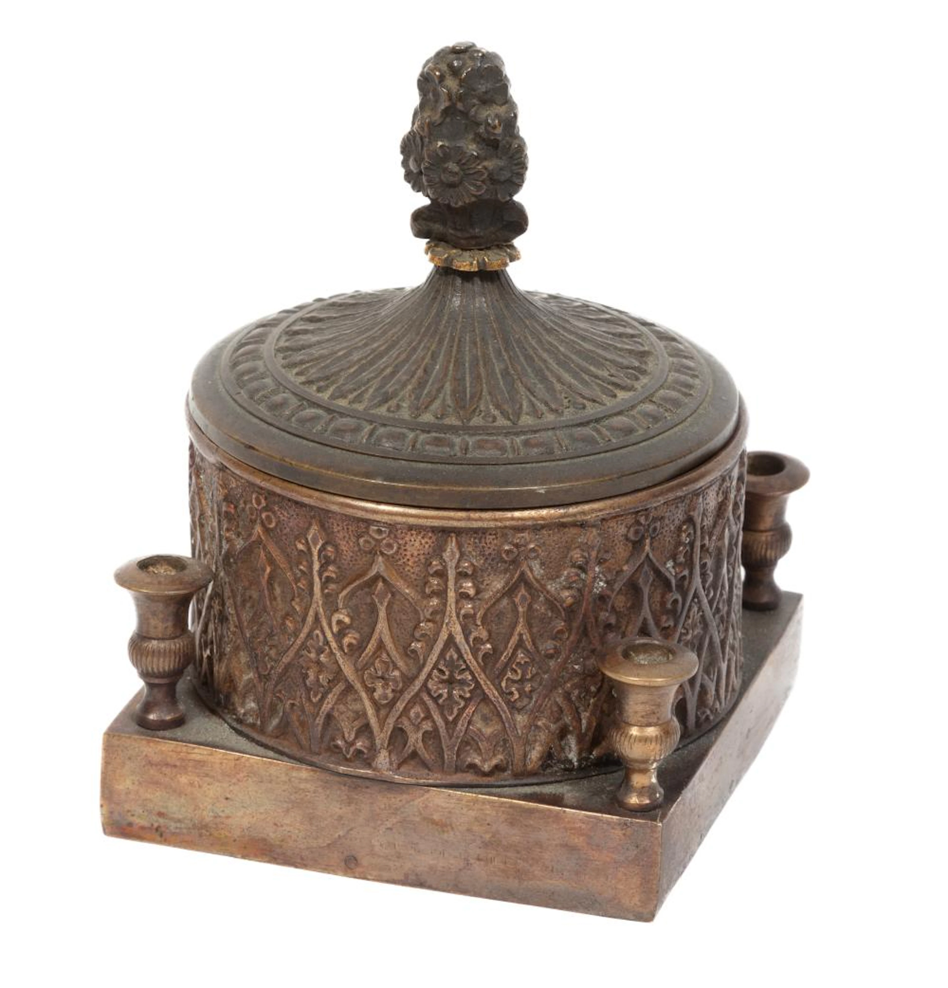 Louis Philippe Patinated Bronze Inkwell