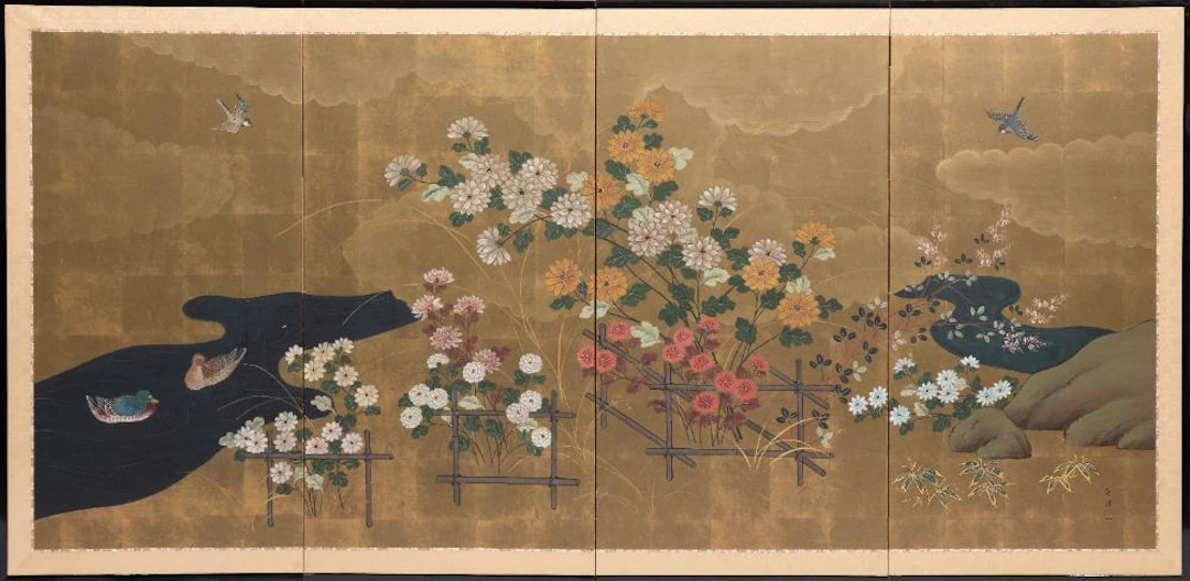 Japanese Rinpa School (probably 20th c./21st c.) Embellished Print on Paper