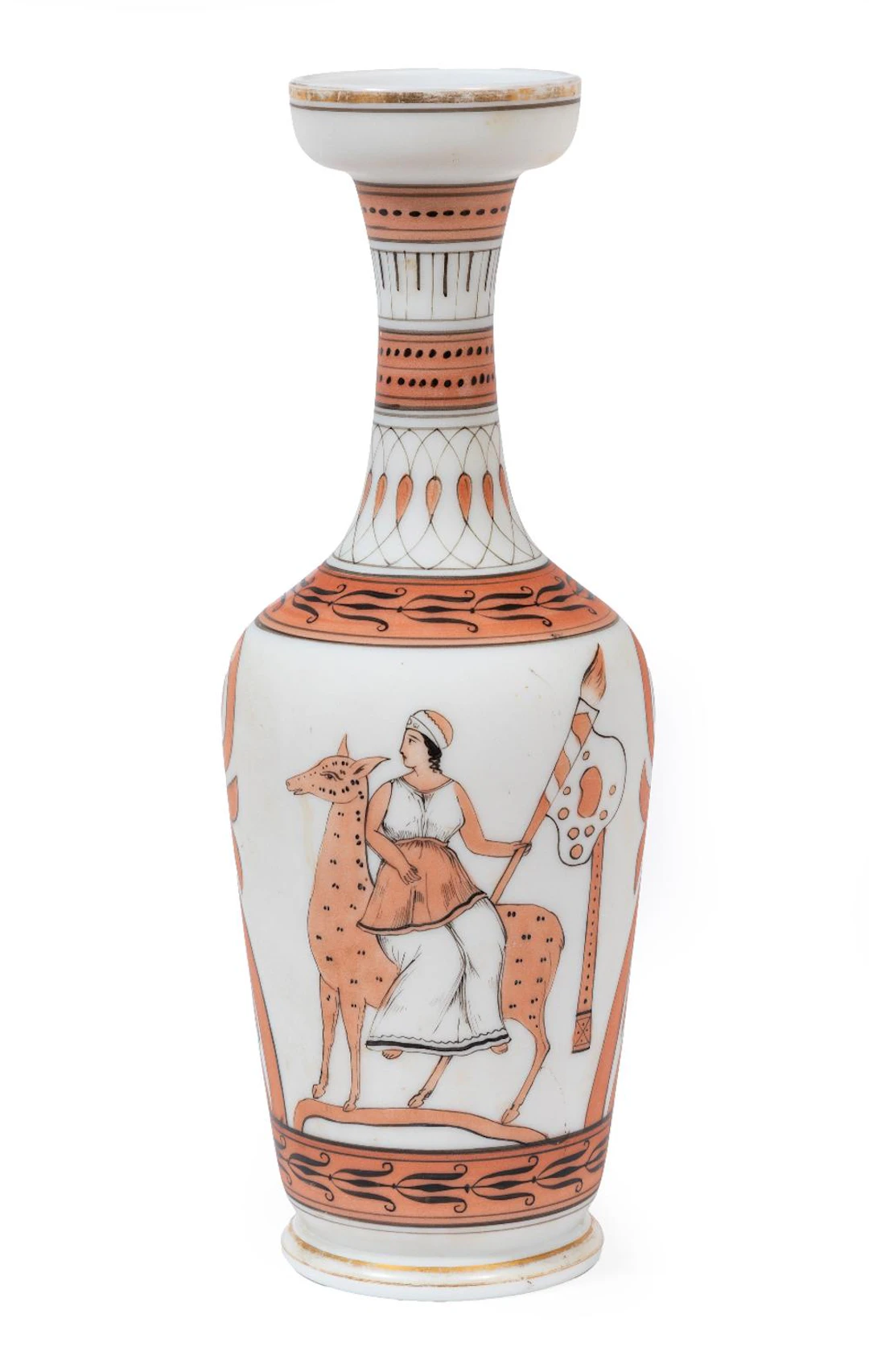 English Neo-Grec Enamel-Decorated Bristol Glass Vase