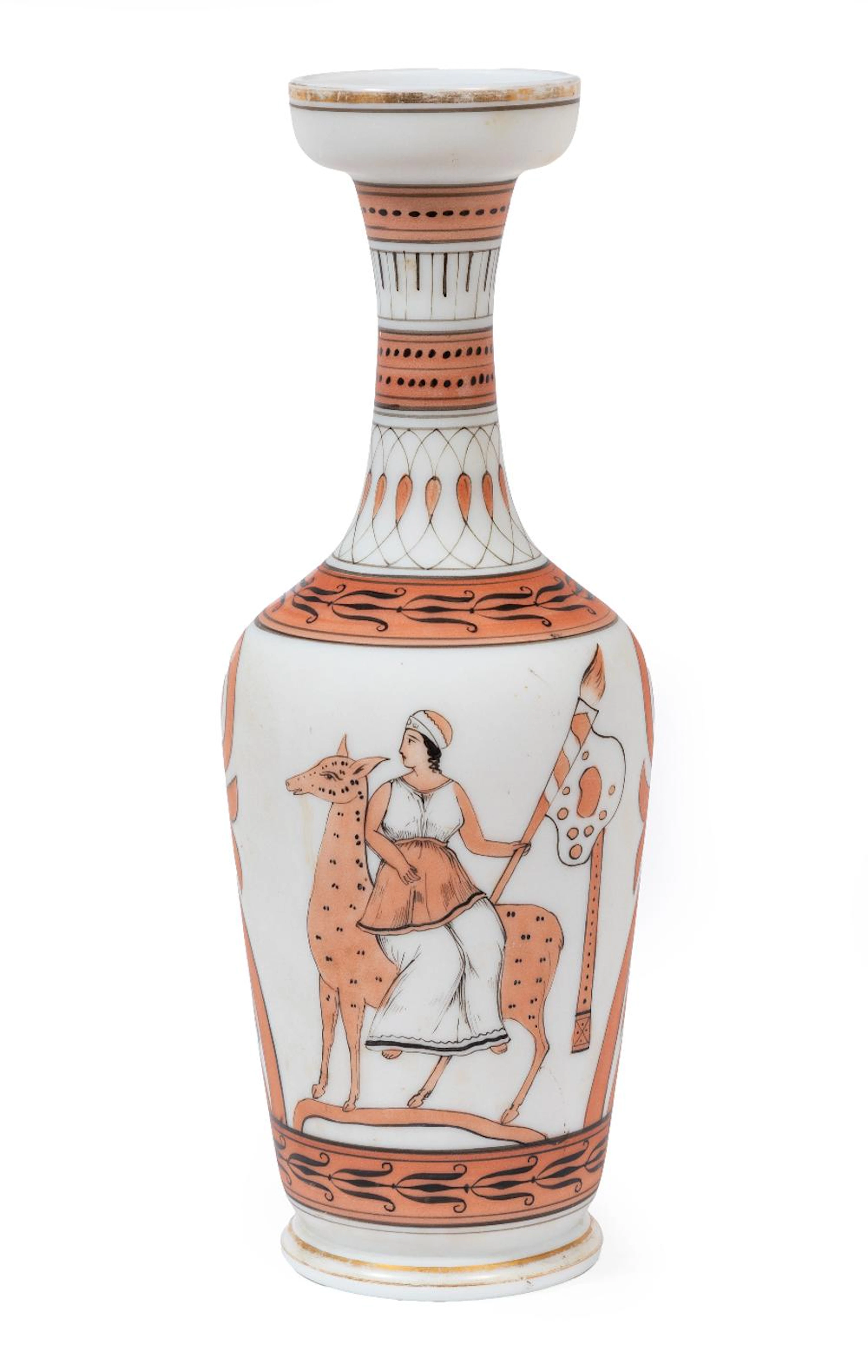 English Neo-Grec Enamel-Decorated Bristol Glass Vase