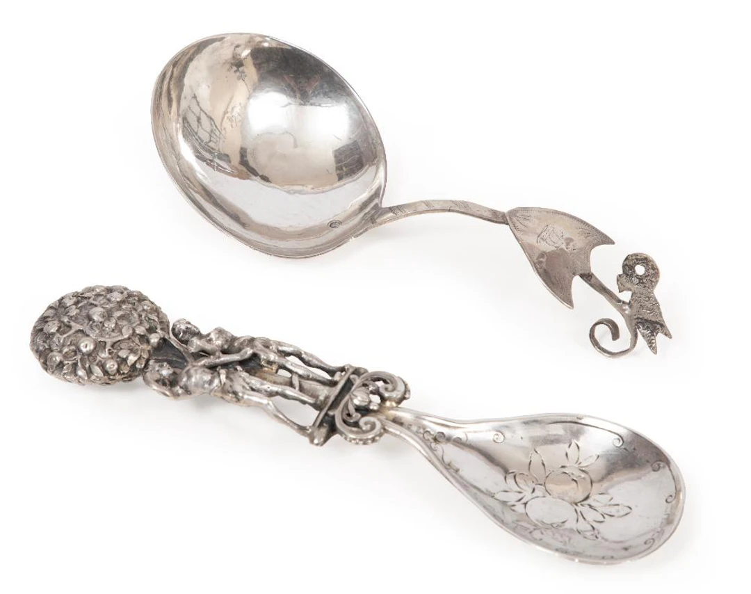 Two Antique Continental Silver Spoons