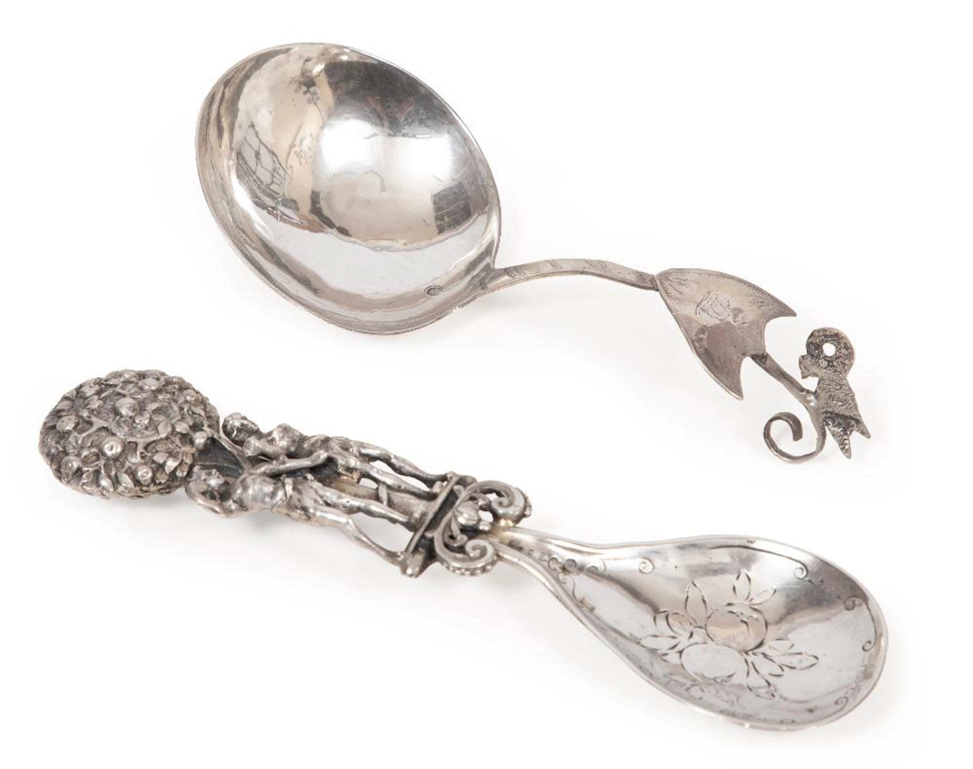 Two Antique Continental Silver Spoons