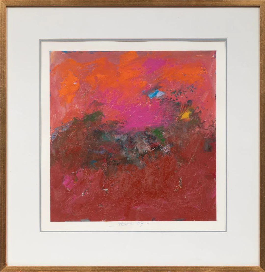 Harvey Sherman Harris, Abstract Composition in Red, 1987, oil on paper