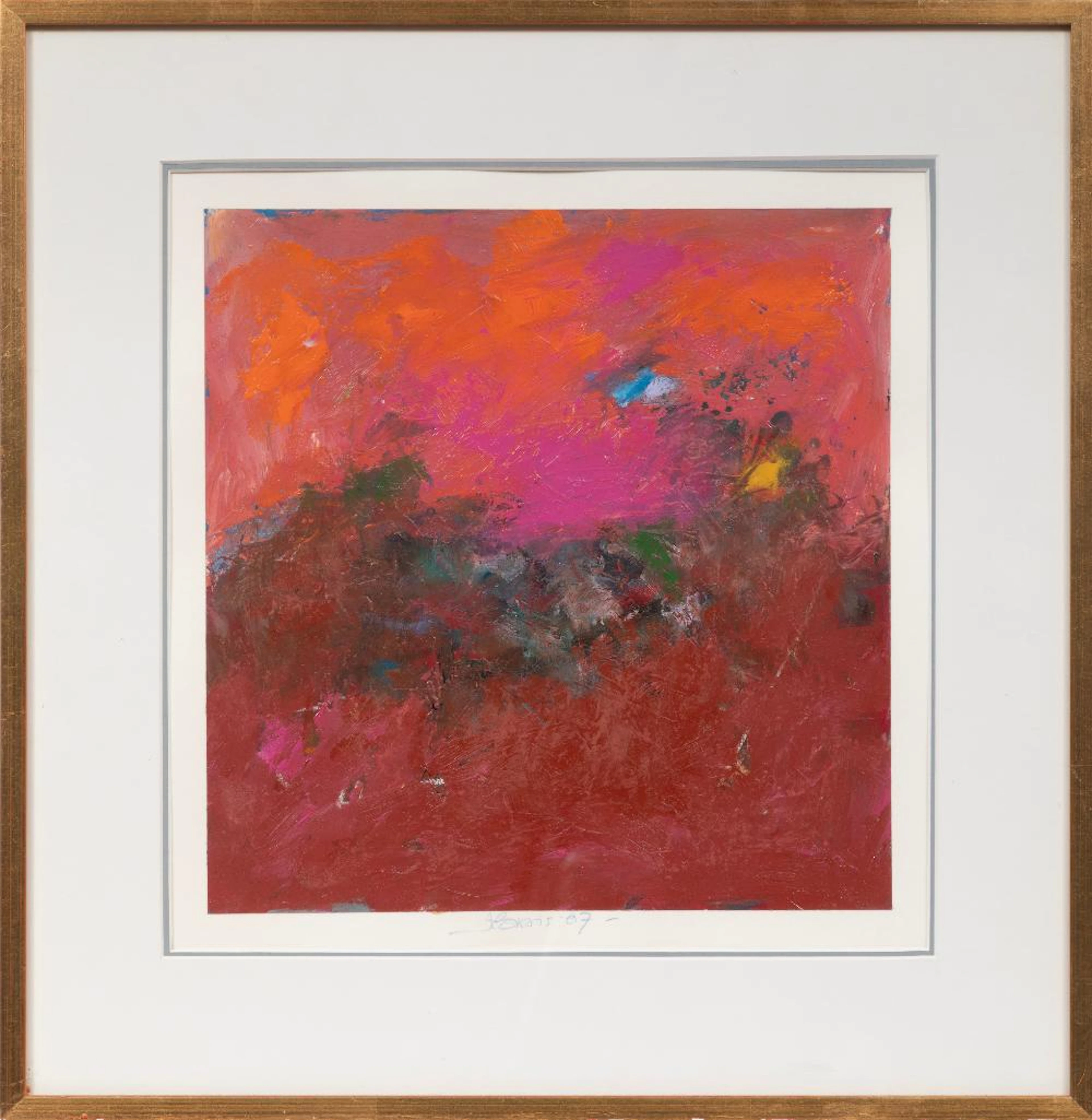 Harvey Sherman Harris, Abstract Composition in Red, 1987, oil on paper