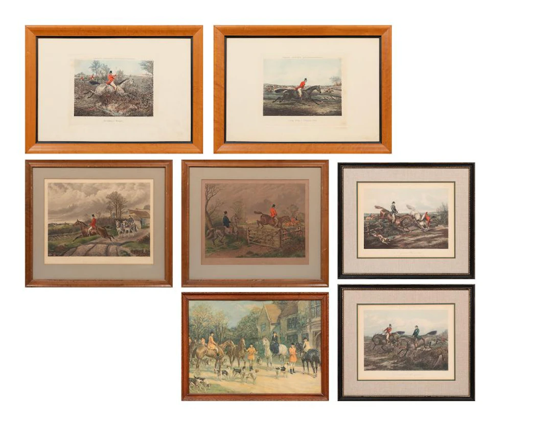Seven Antique English Hunting Prints