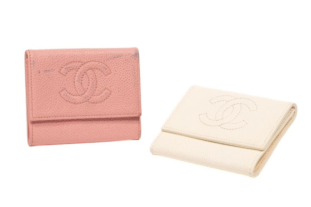 Two Vintage Chanel Caviar Leather Wallets