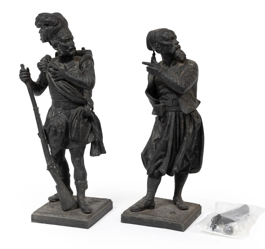 Pair of Patinated Metal Soldiers