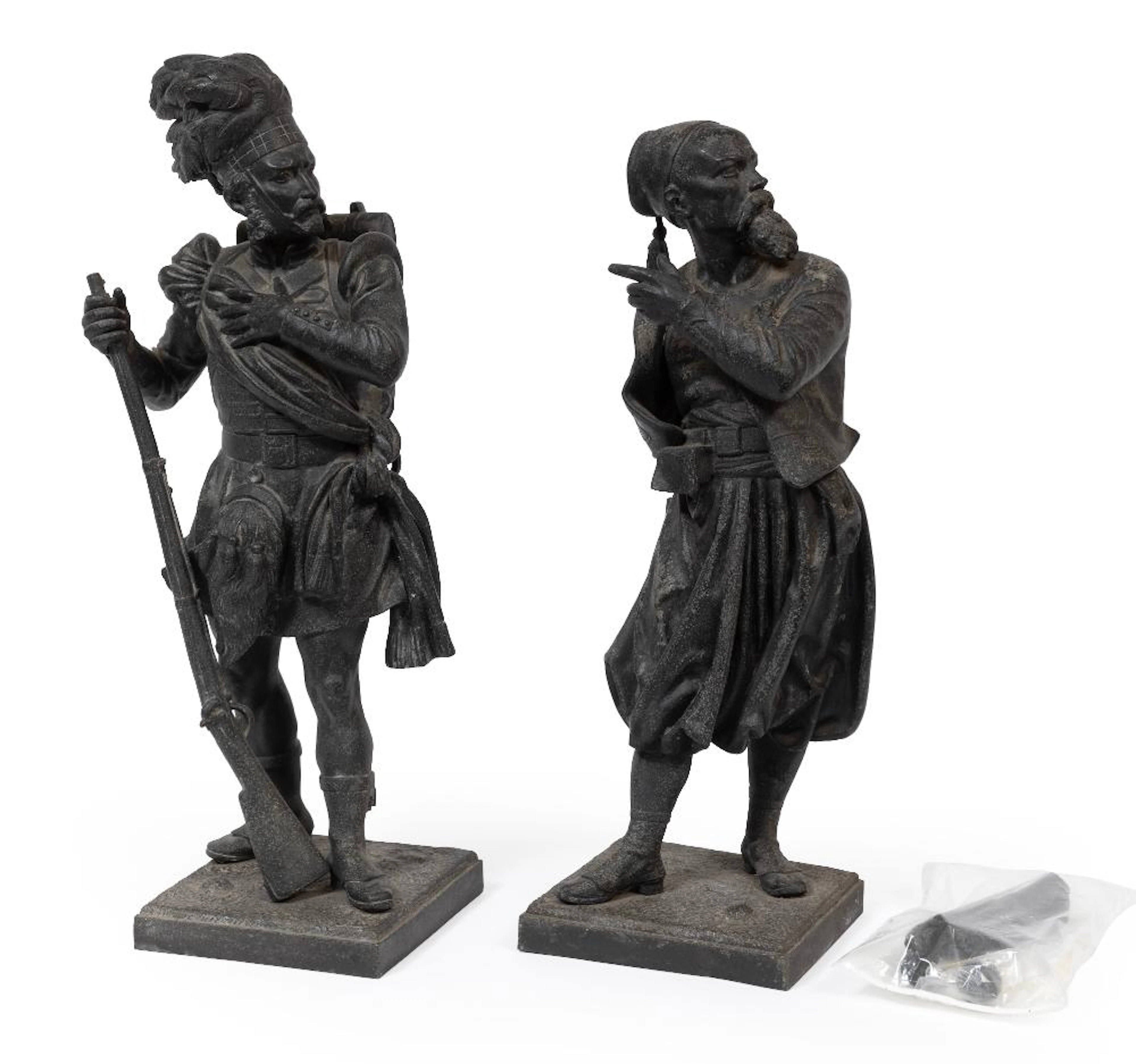 Pair of Patinated Metal Soldiers