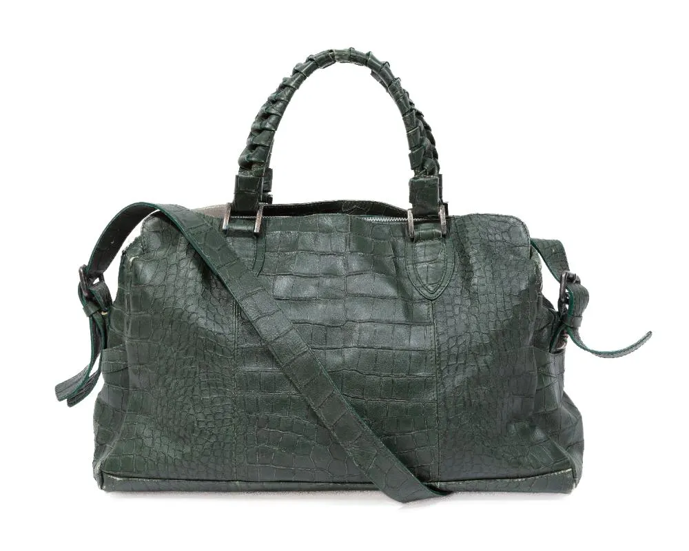 Vintage Italian Green Crocodile Handbag