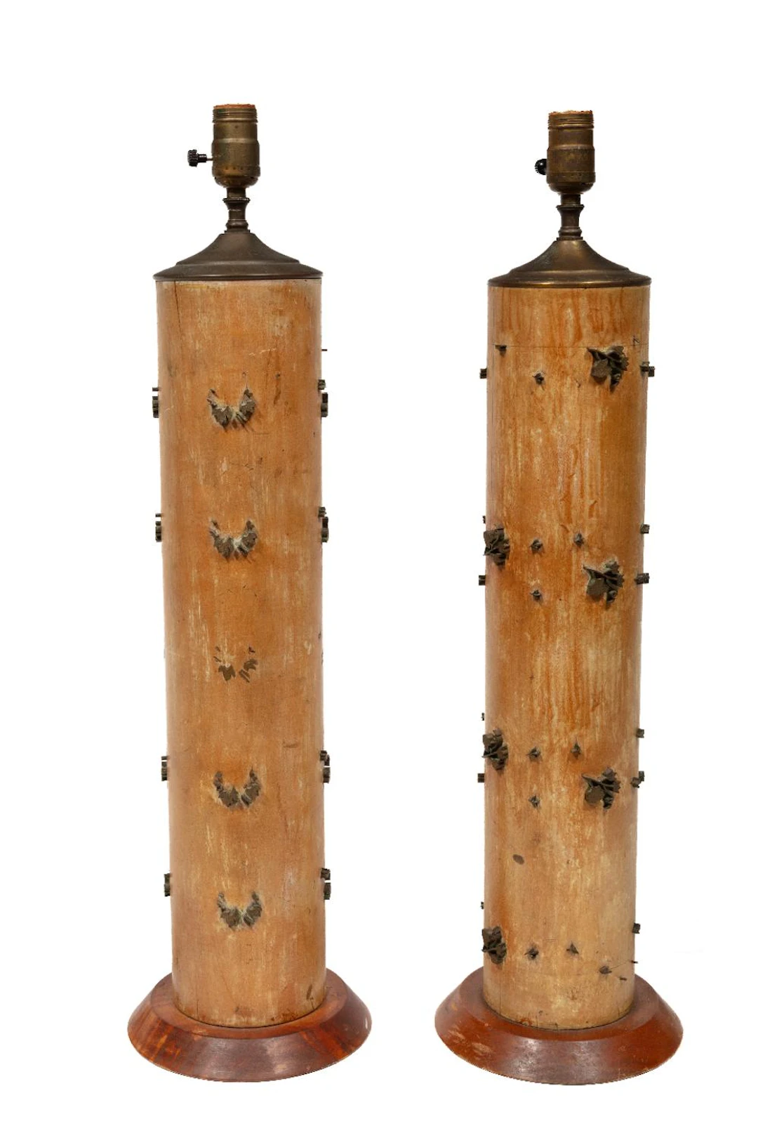 Pair of Wallpaper Printing Roller Table Lamps