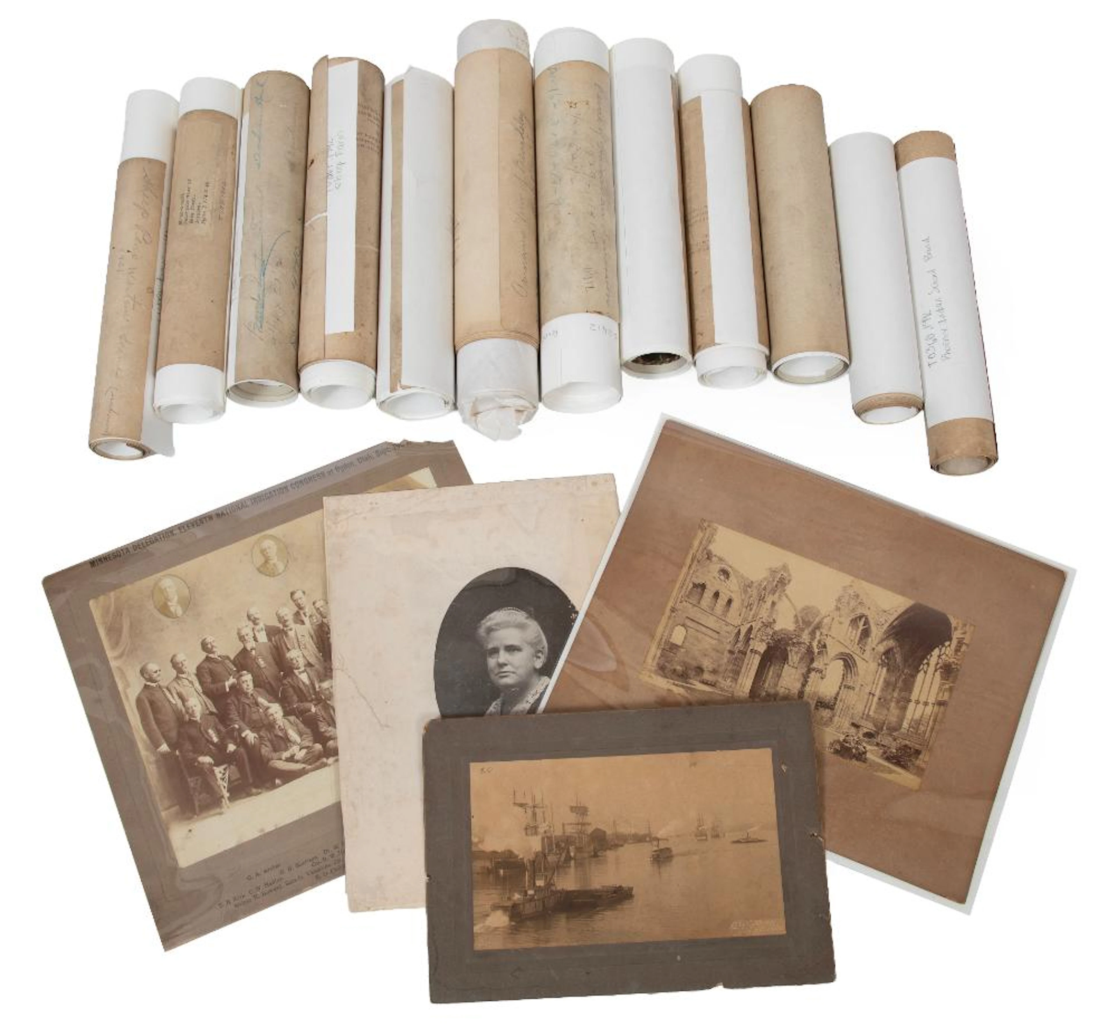 Twelve Vintage Panoramic Photographs and Four Other Photographs