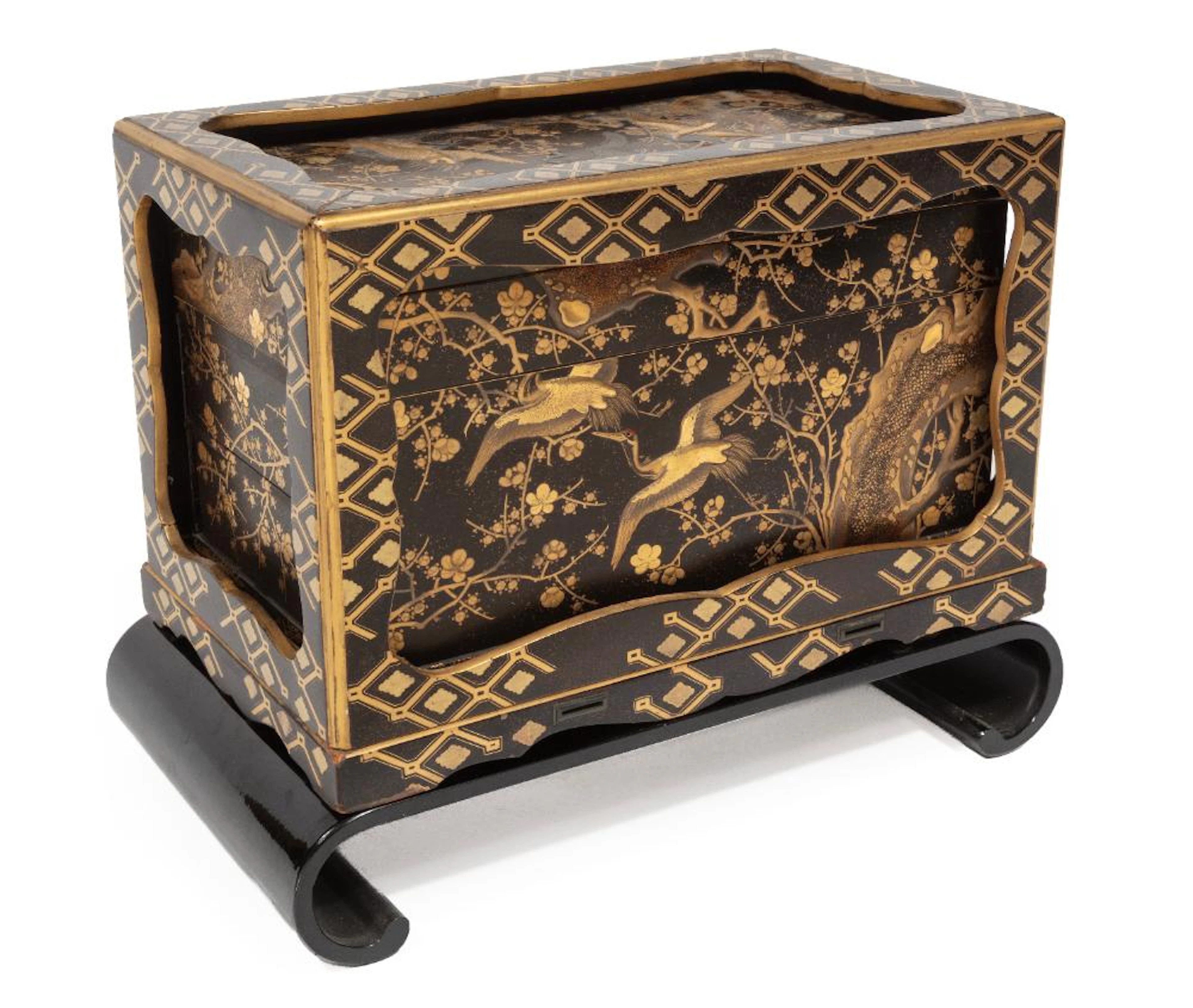 Japanese Lacquer Suzuribako and Tea Service Box