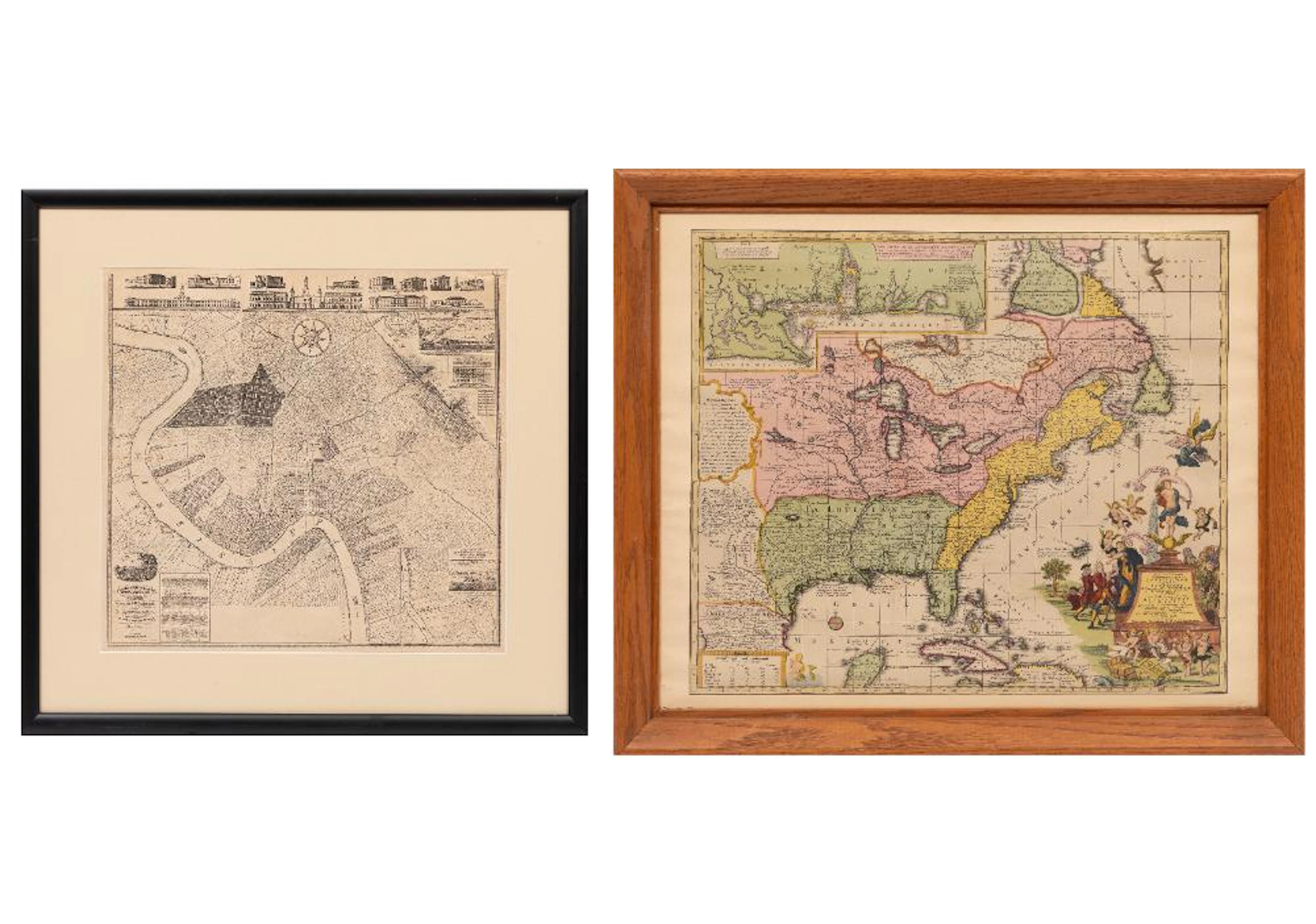 Two Decorative Louisiana Maps
