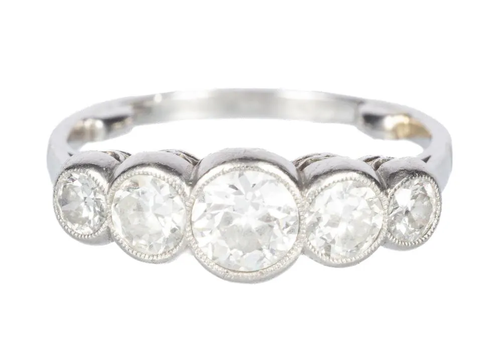 Platinum and Five Stone Diamond Ring