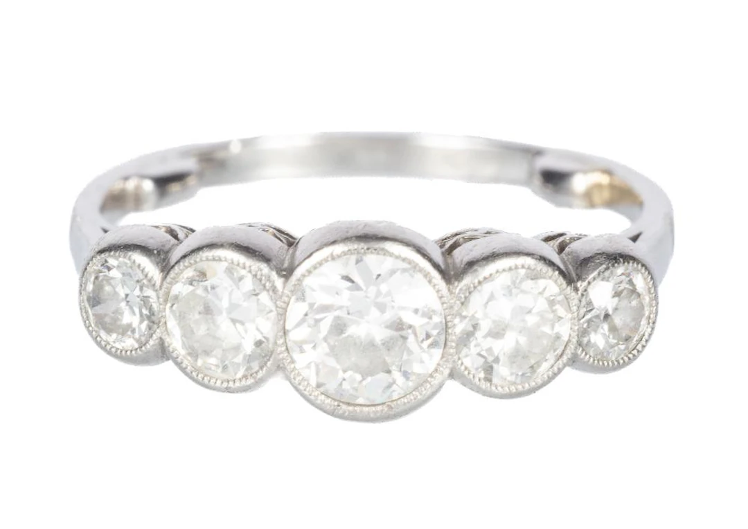 Platinum and Five Stone Diamond Ring