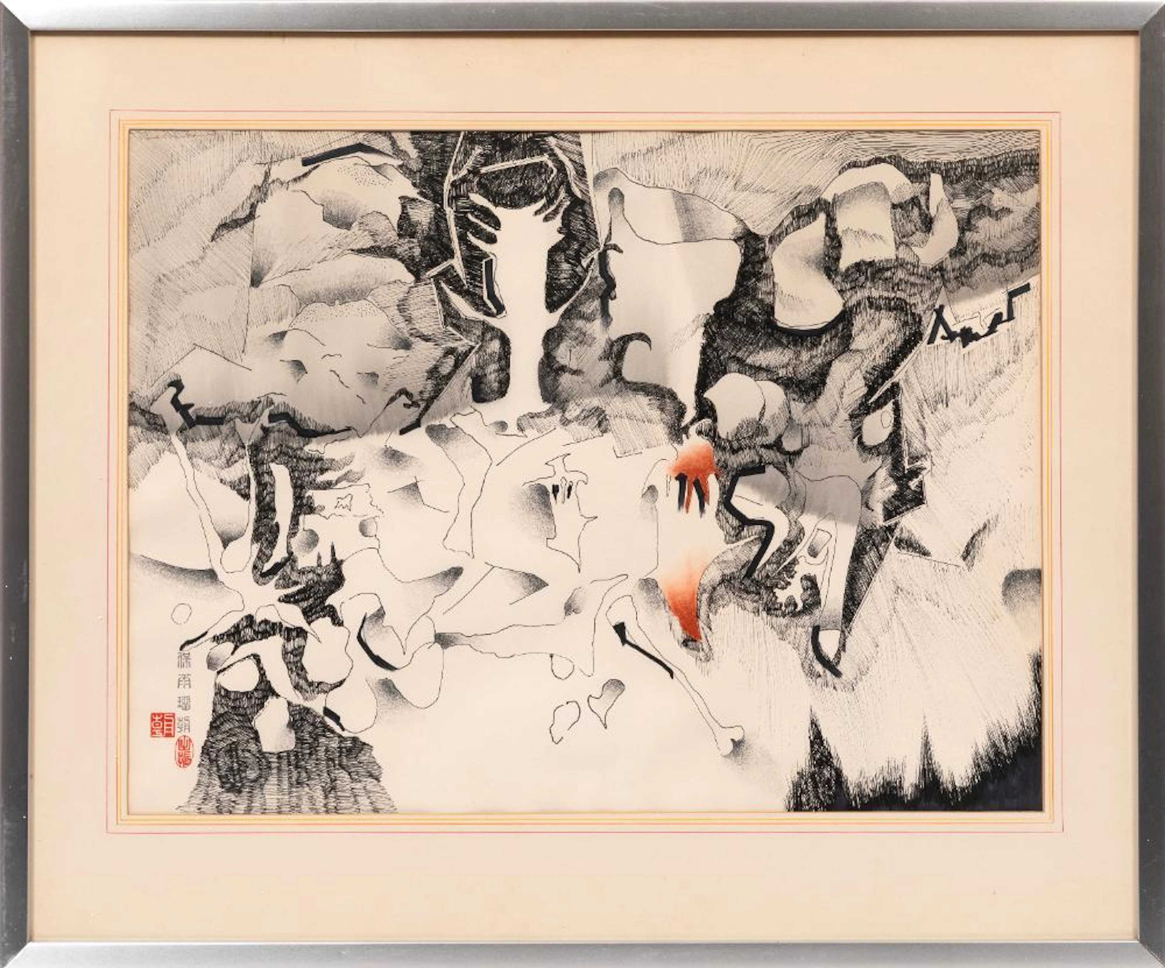 Paul Arthur Dufour, Untitled: Black and White Composition, mixed media on paper
